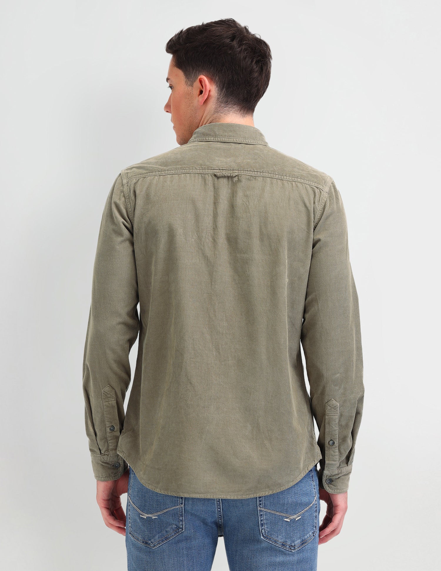 Textured Slim Fit Shirt Olive - U.S. Polo Assn. India | Large