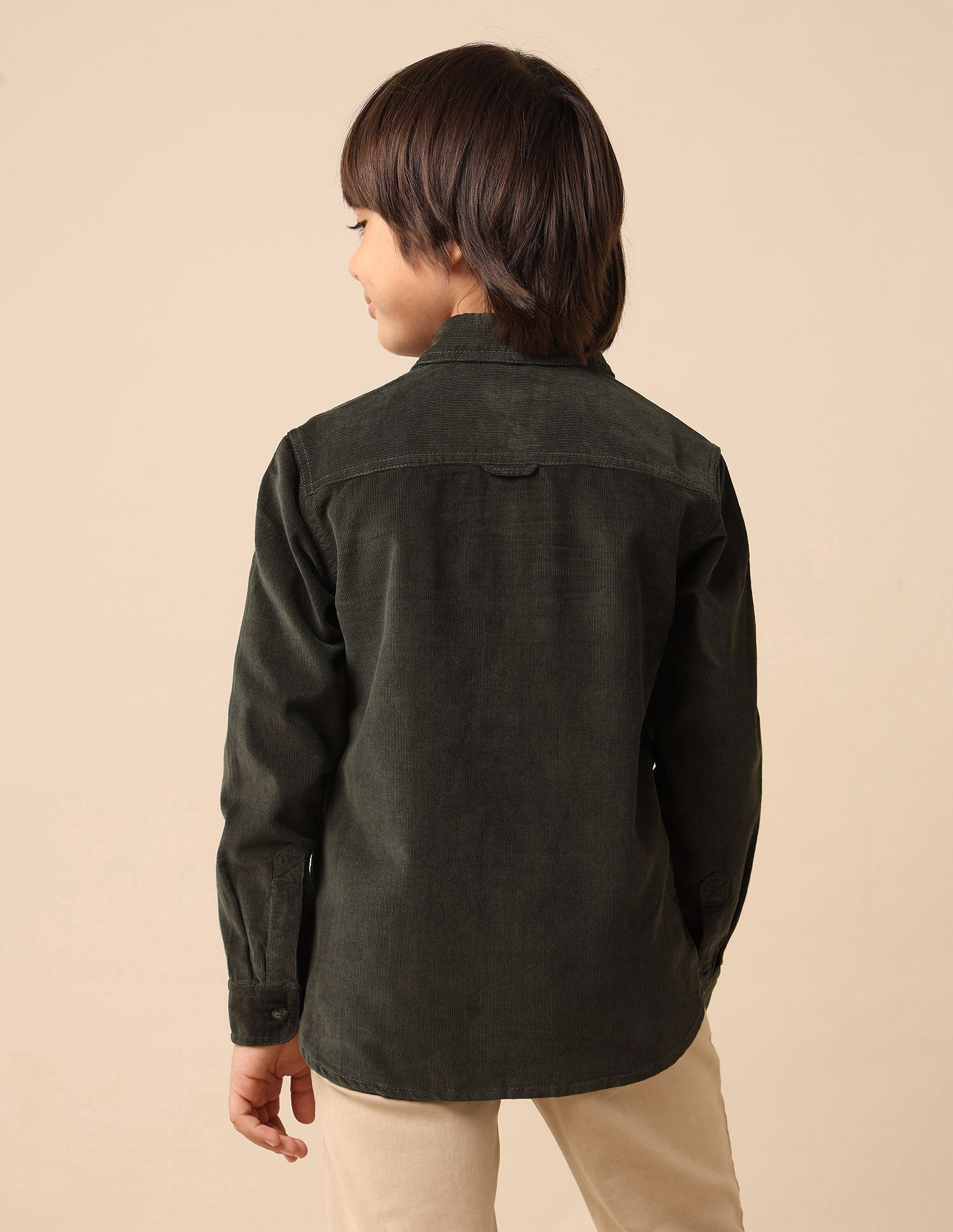 Boys Textured Pure Cotton Shirt Dark Green - U.S. POLO ASSN. | Large