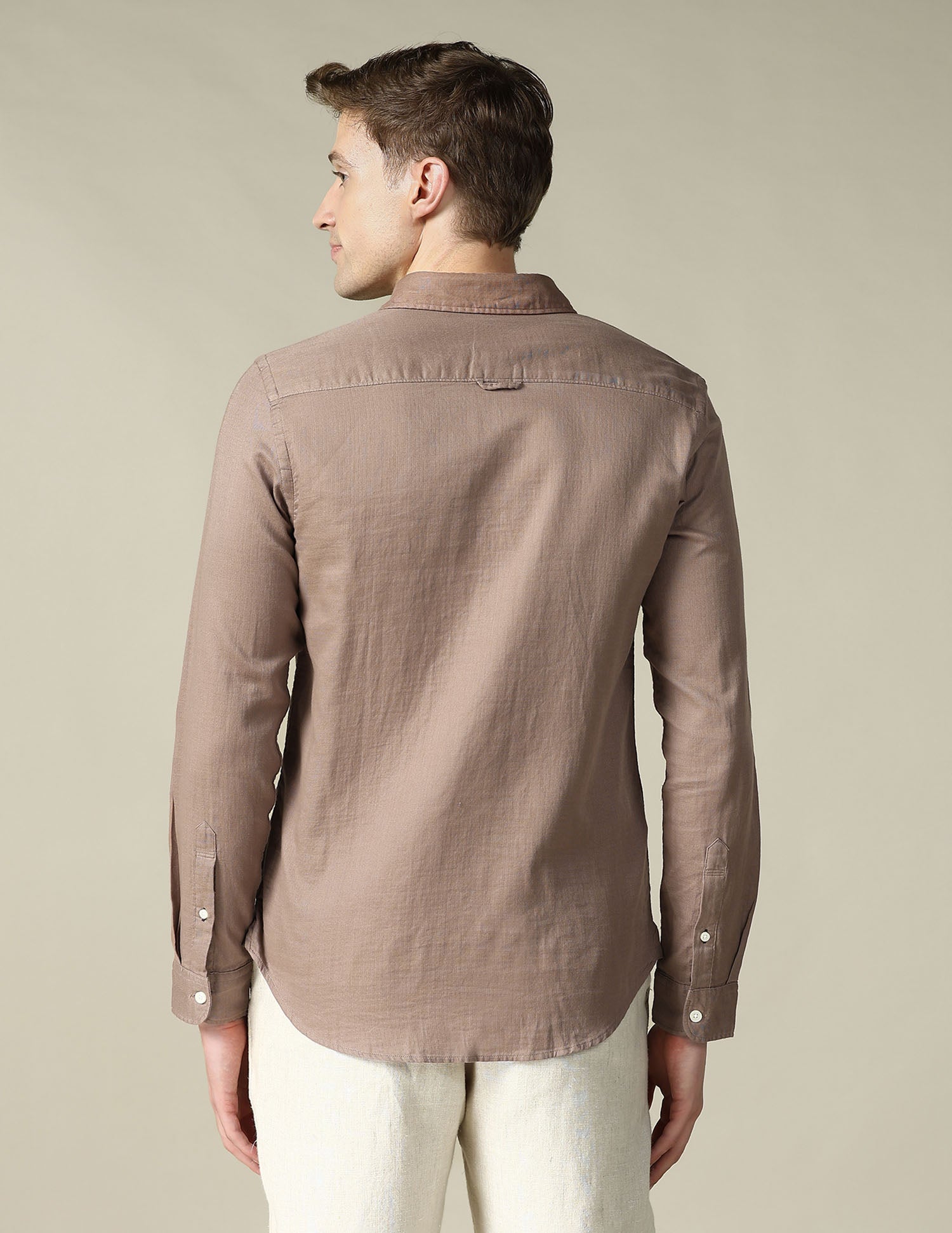 Dobby Regular Fit Shirt Light Khaki - U.S. POLO ASSN. | Large