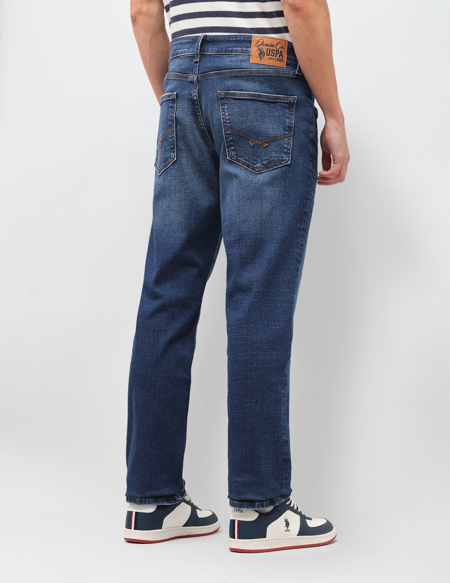 Harold Slim Straight Fit Blue Jeans Mid Blue - U.S. Polo Assn. India | Large