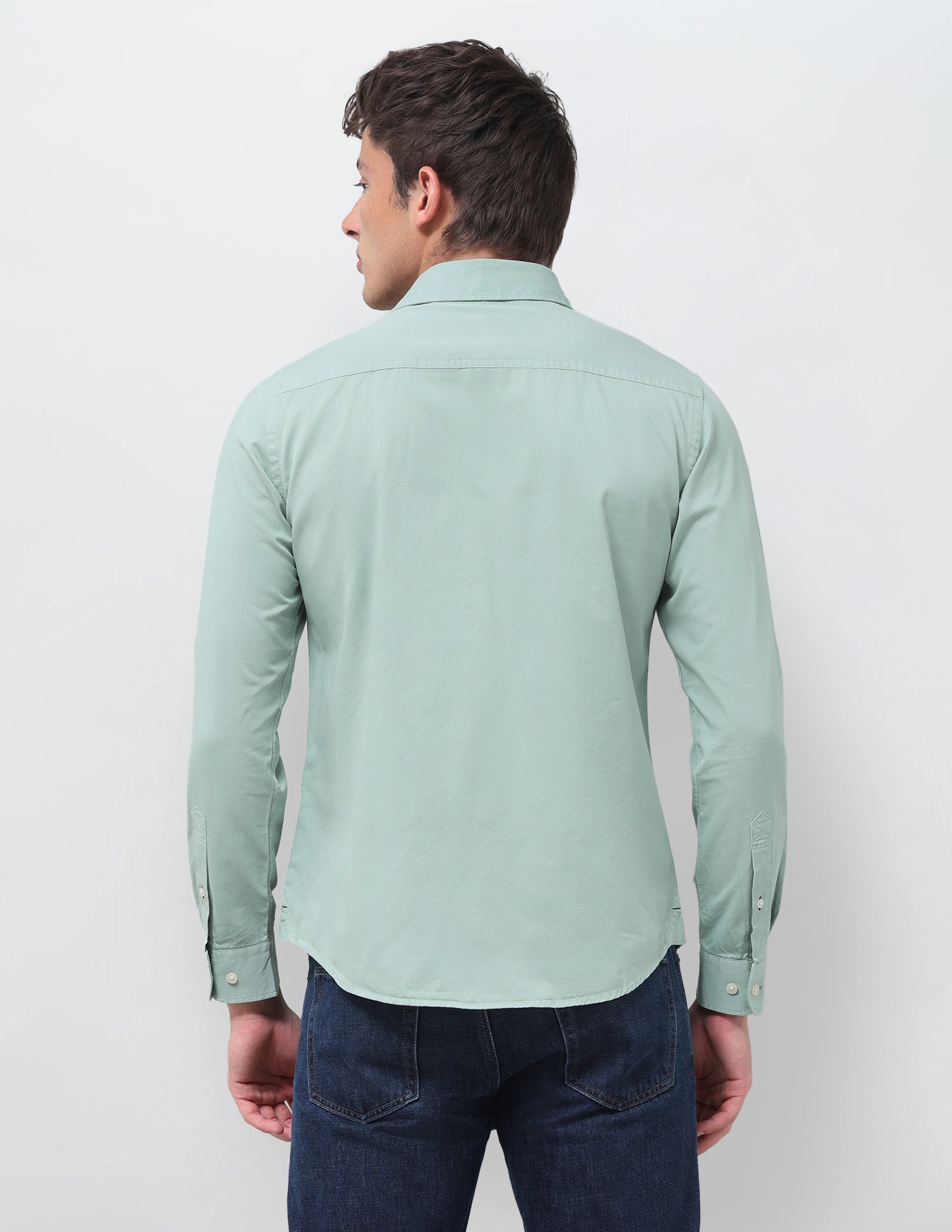 Slim Fit Twill Shirt Light Green - U.S. Polo Assn. India | Large