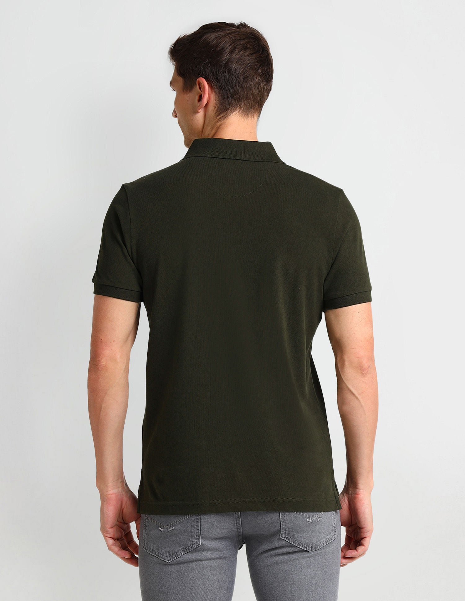 Muscle Fit Solid Polo Shirt Olive - U.S. Polo Assn. India | Large