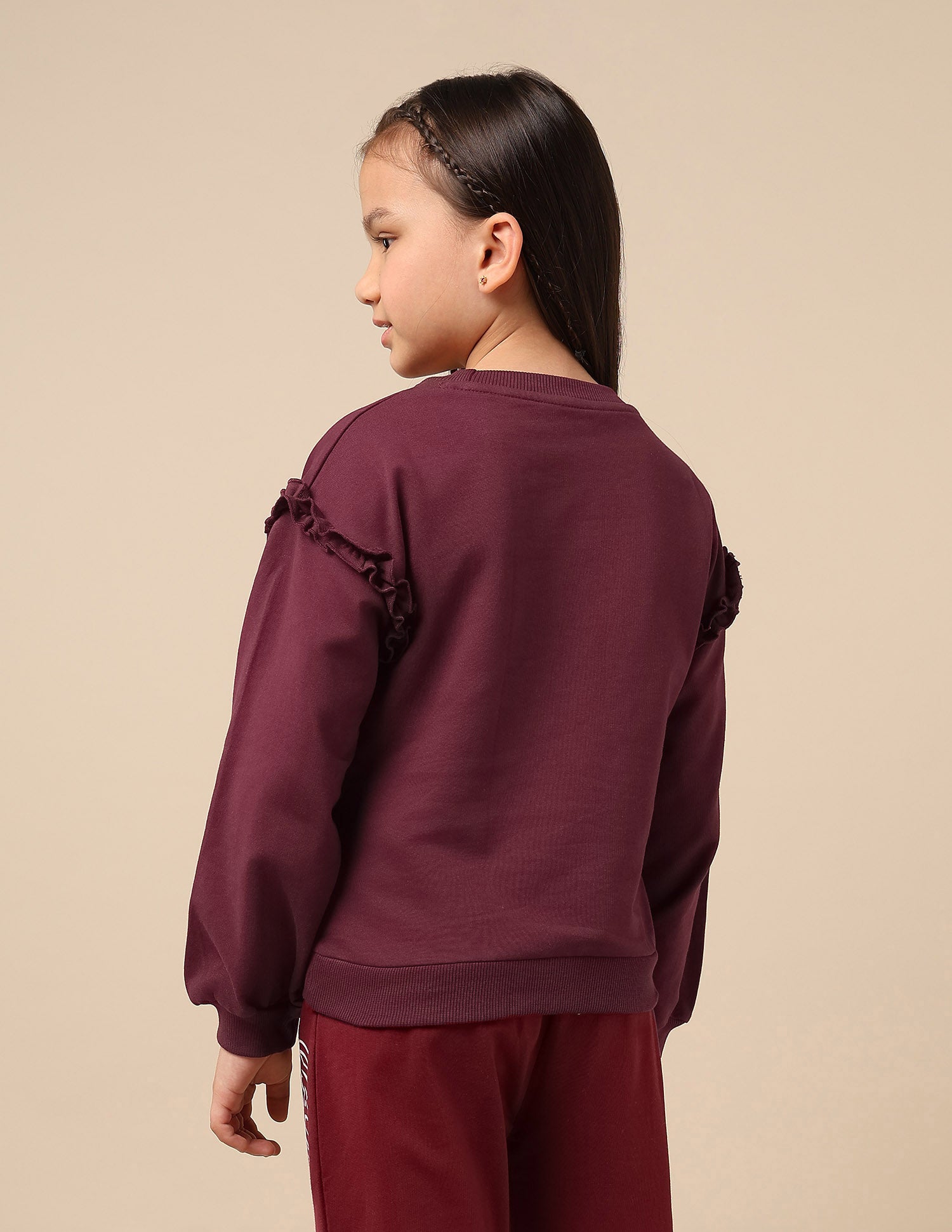 Girls Brand Printed Regular Fit Sweatshirt Burgundy - U.S. POLO ASSN. | Large