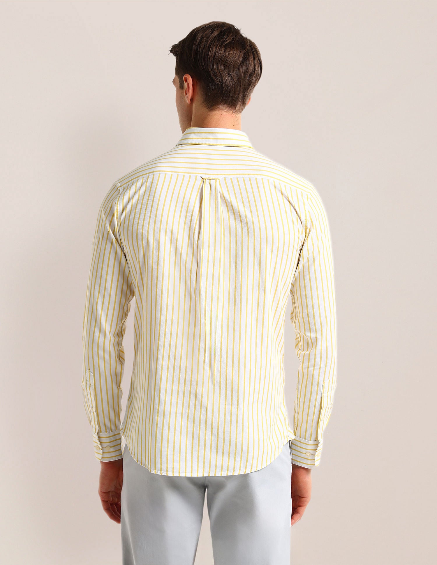 Tailored Fit Vertical Striped Shirt Yellow - U.S. POLO ASSN. | Large