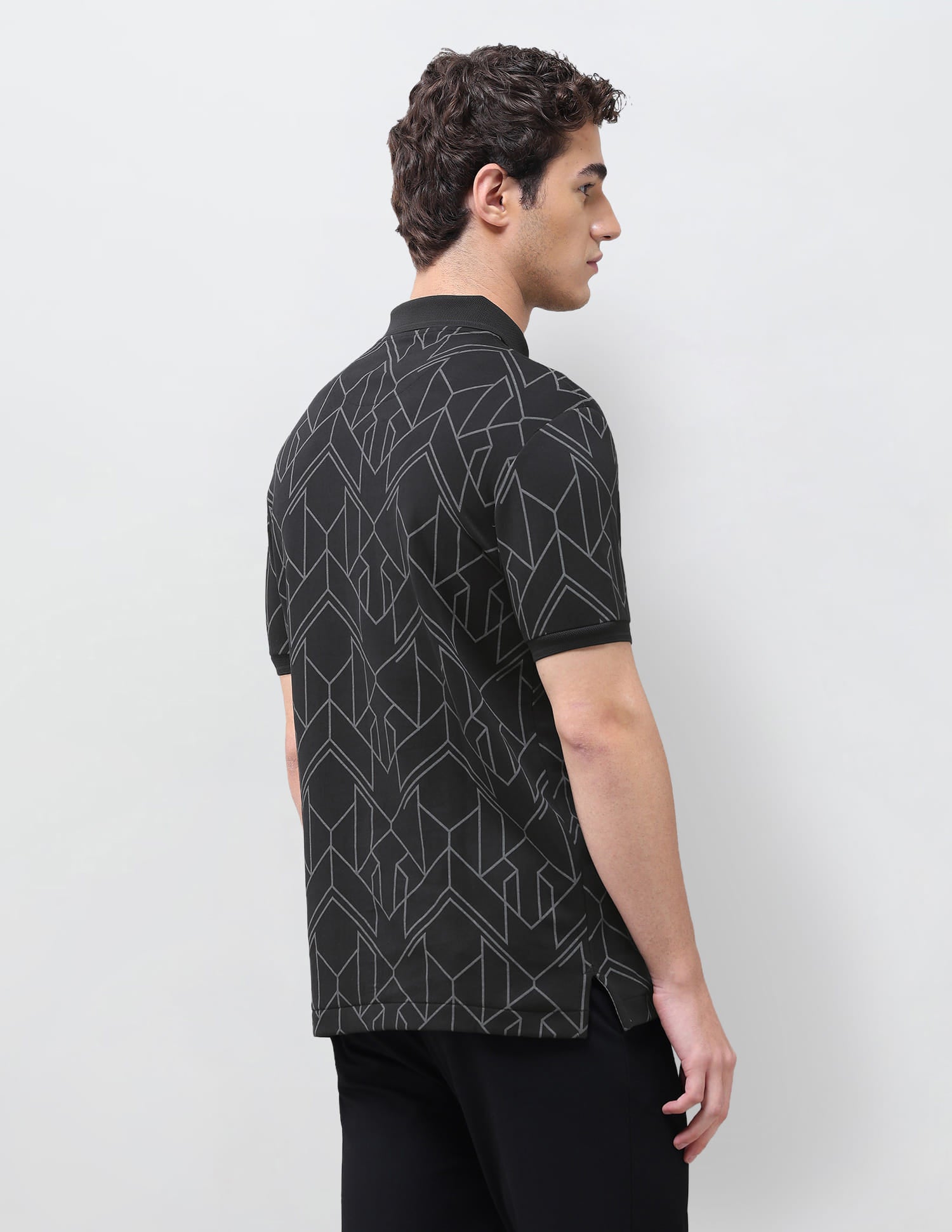 Geometric Printed Slim Fit Polo Shirt Black - U.S. Polo Assn. India | Large