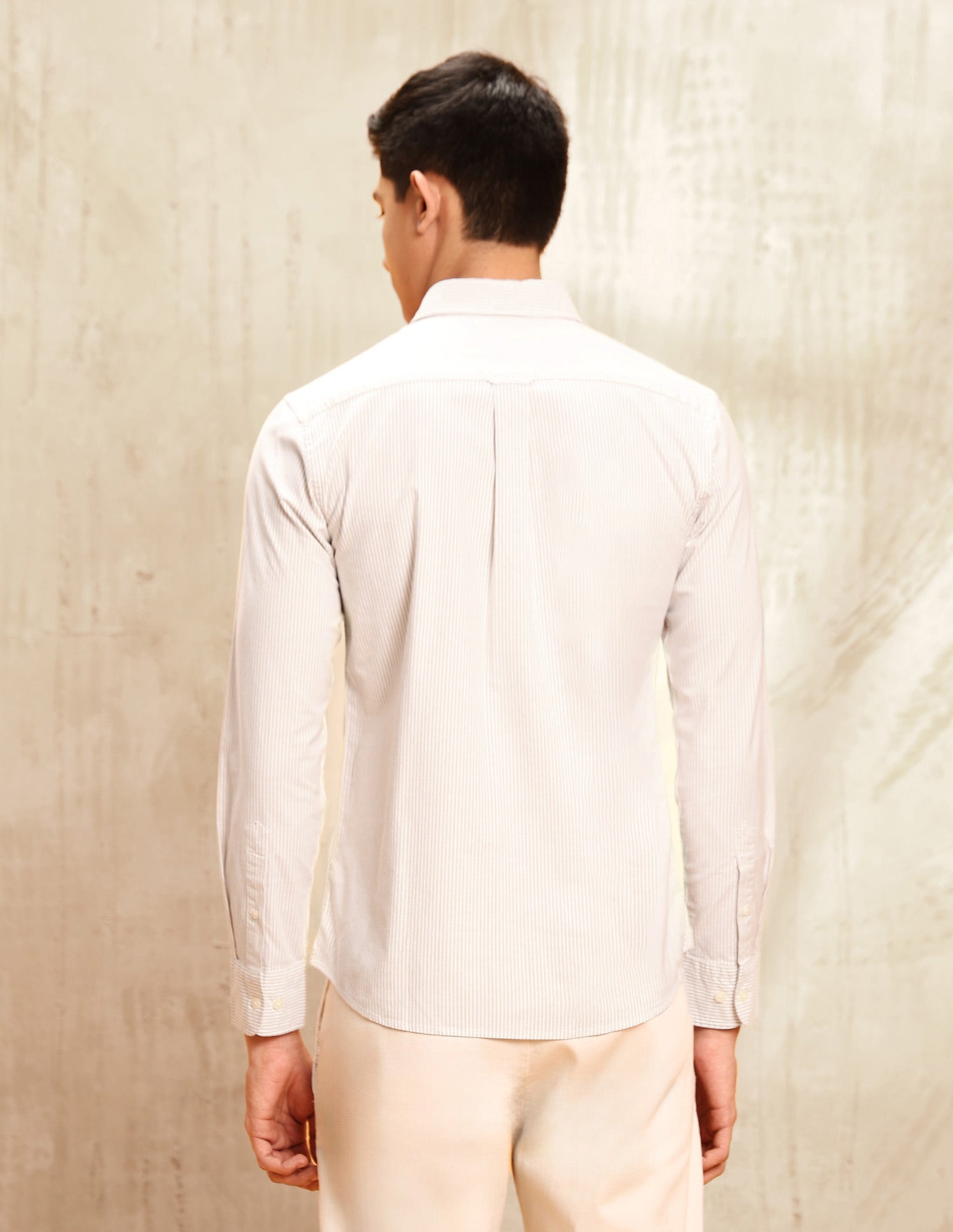 Vertical Striped Tailored Fit Shirt Beige - U.S. POLO ASSN. | Large