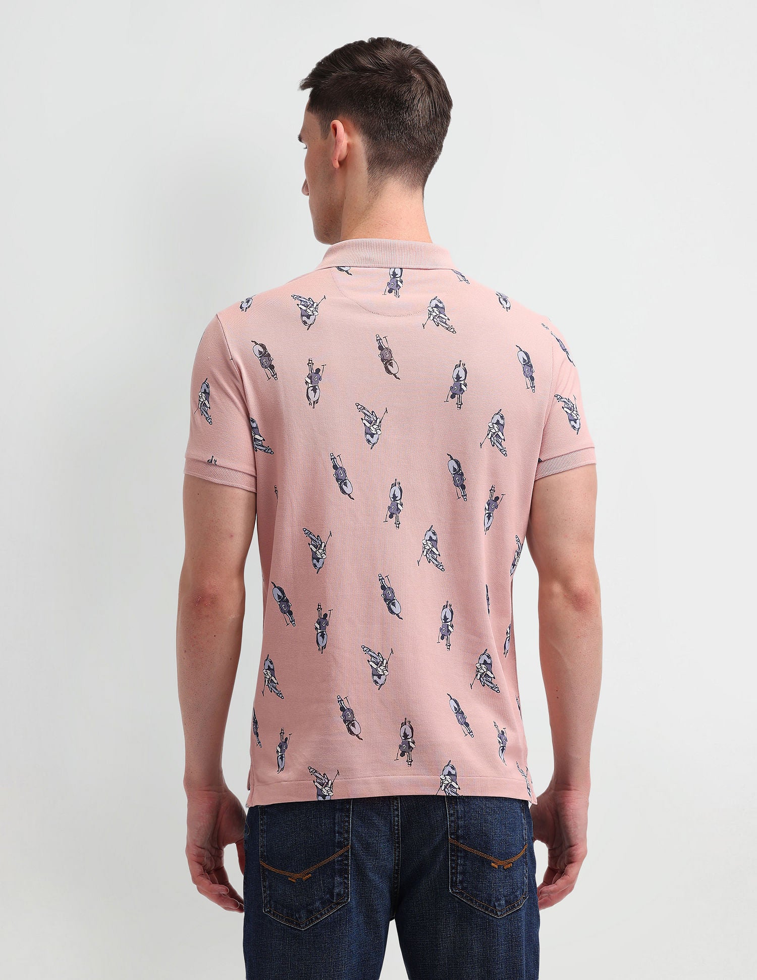Muscle Fit Printed Polo Shirt Pink - U.S. Polo Assn. India | Large