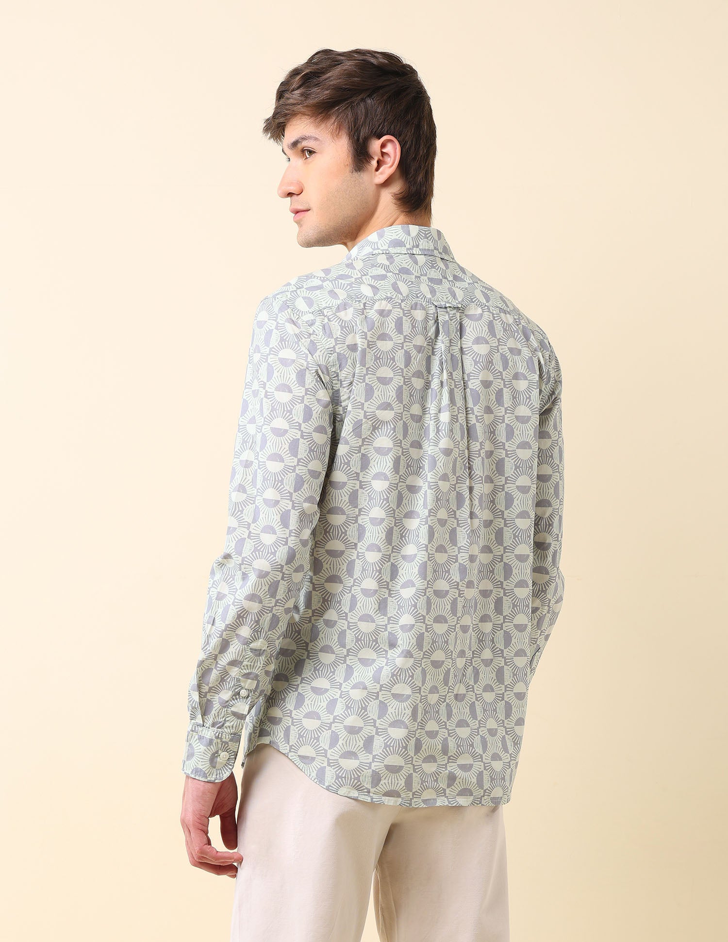 Poplin Geometric Printed Shirt Grey - U.S. Polo Assn. India | Large