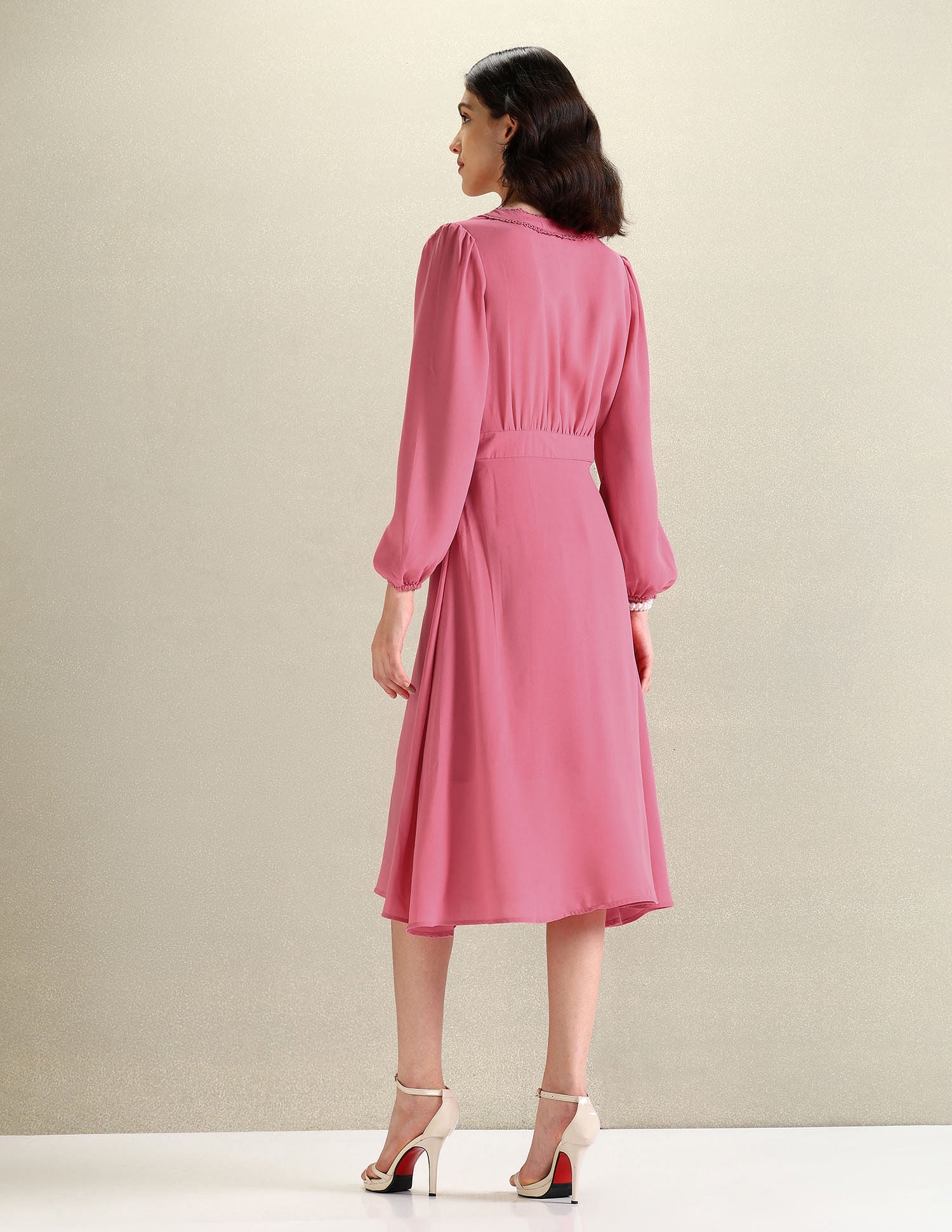 Lace Georgette Fit And Flare Dress Pink - U.S. POLO ASSN. | Large