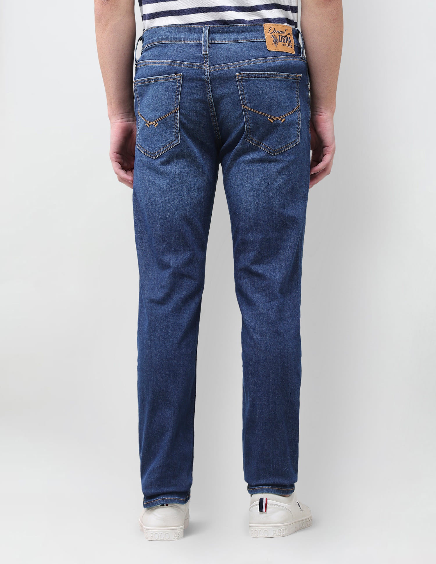 Solid Slim Tapered Fit Jeans Blue - U.S. Polo Assn. India | Large