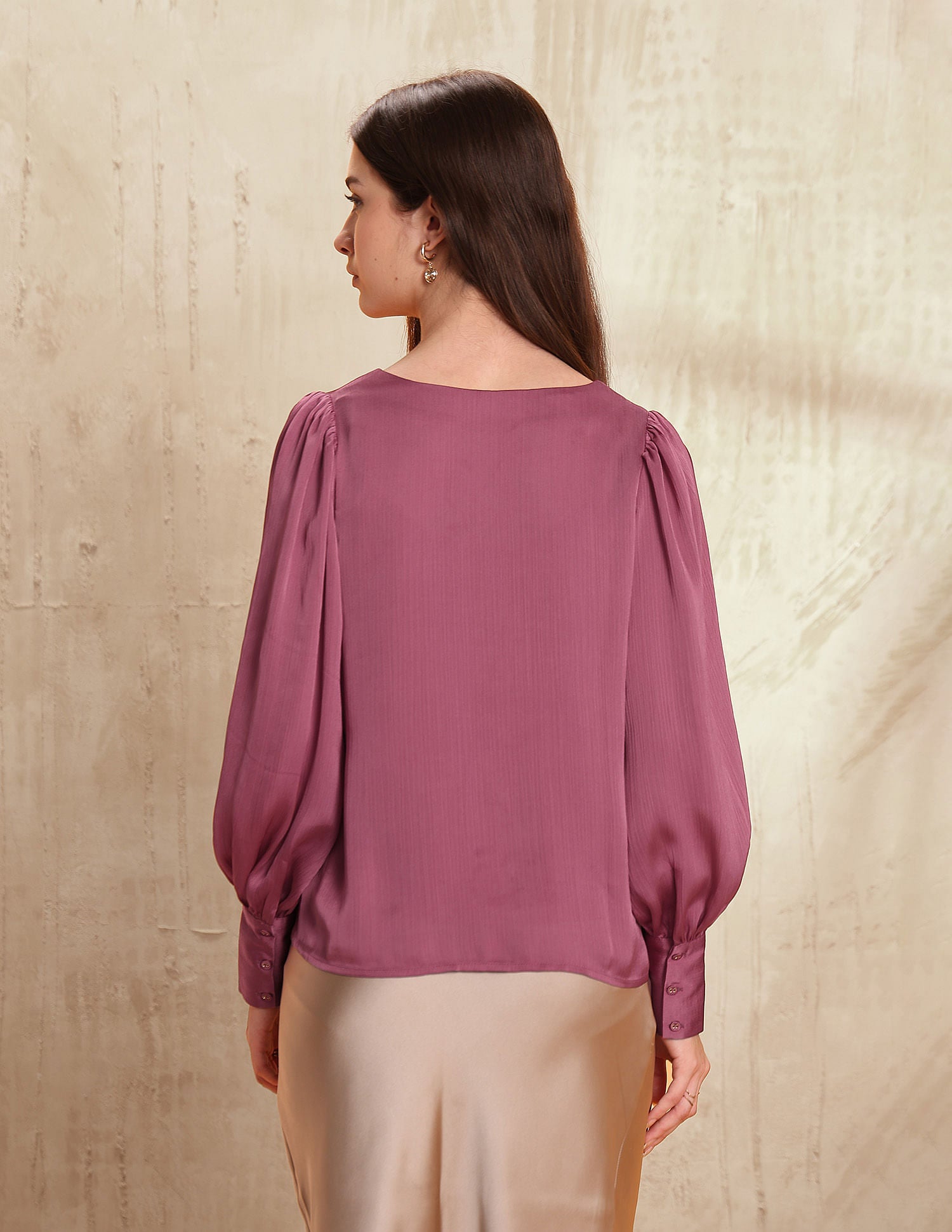 Crinkled Satin Top Wine - U.S. POLO ASSN. | Large