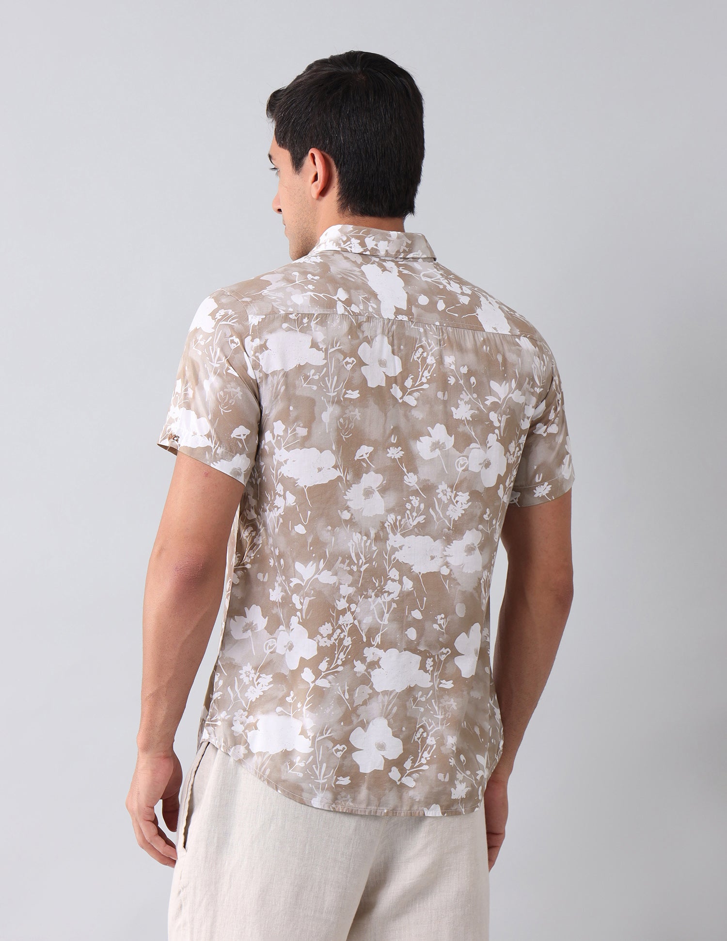 Floral Printed Regular Shirt Light Khaki - U.S. Polo Assn. India | Large