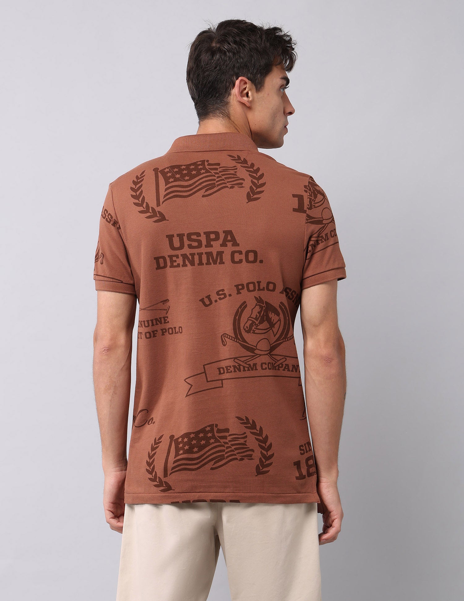 Graphic Printed Muscle Fit Polo Shirt Rust - U.S. POLO ASSN. | Large