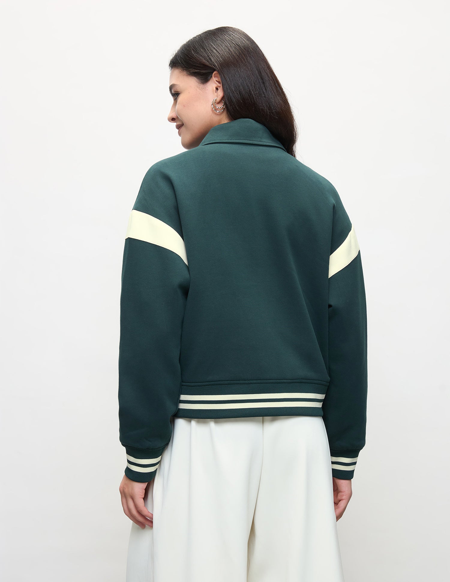 Boxy Fit Varsity Jacket Dark Green - U.S. Polo Assn. India | Large