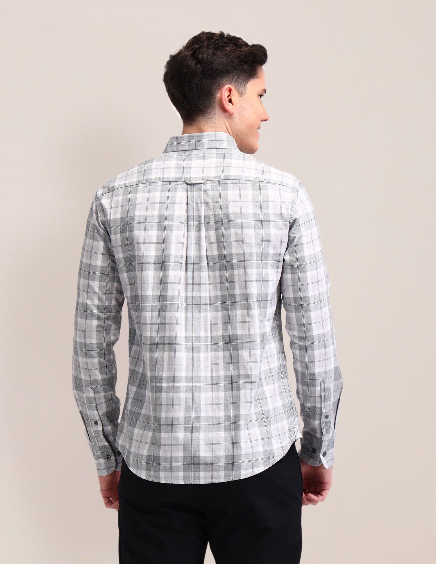 Tartan Checked Tailored Fit Shirt Grey - U.S. Polo Assn. India | Large