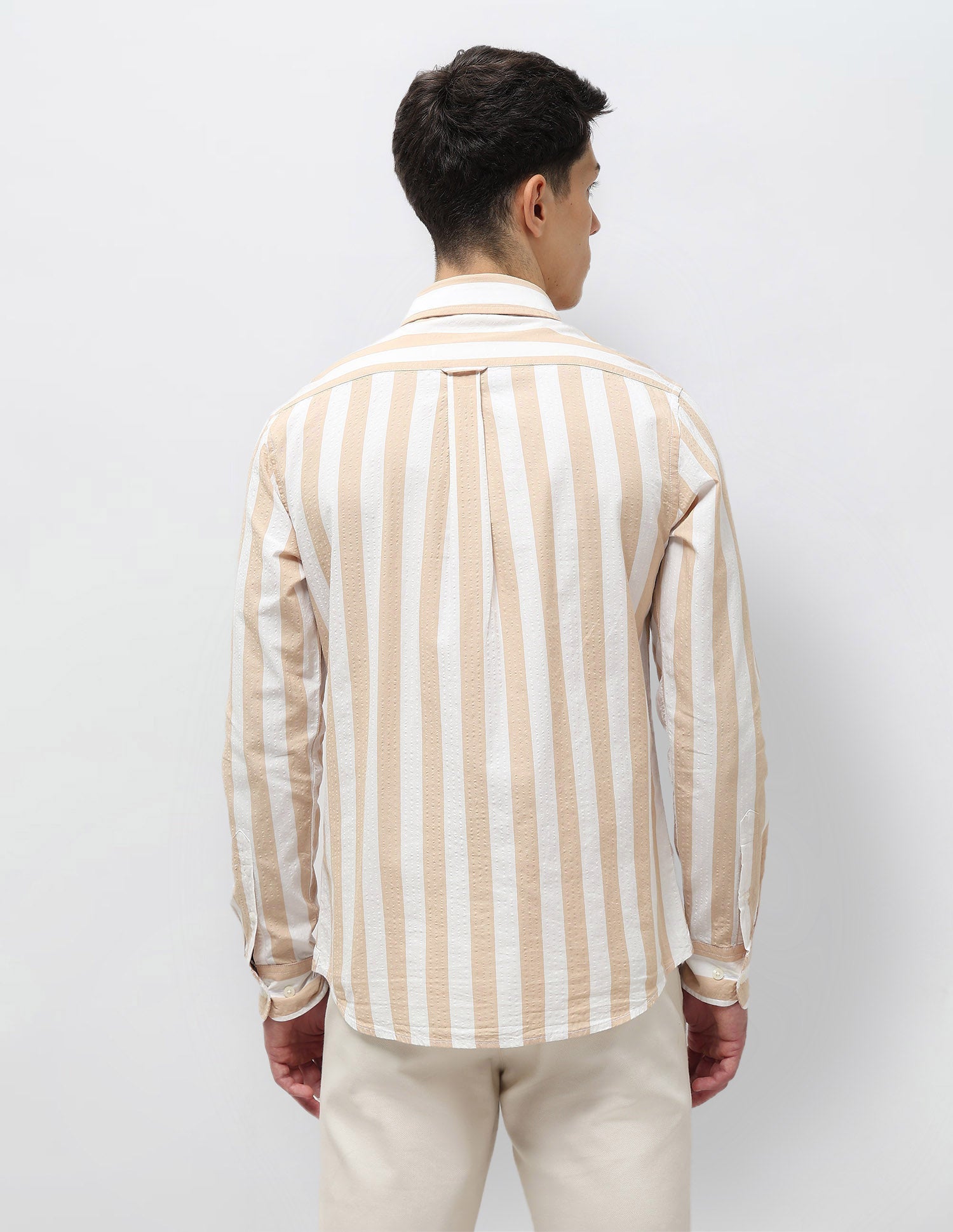 Vertical Striped Seersucker Shirt Mustard - U.S. Polo Assn. India | Large