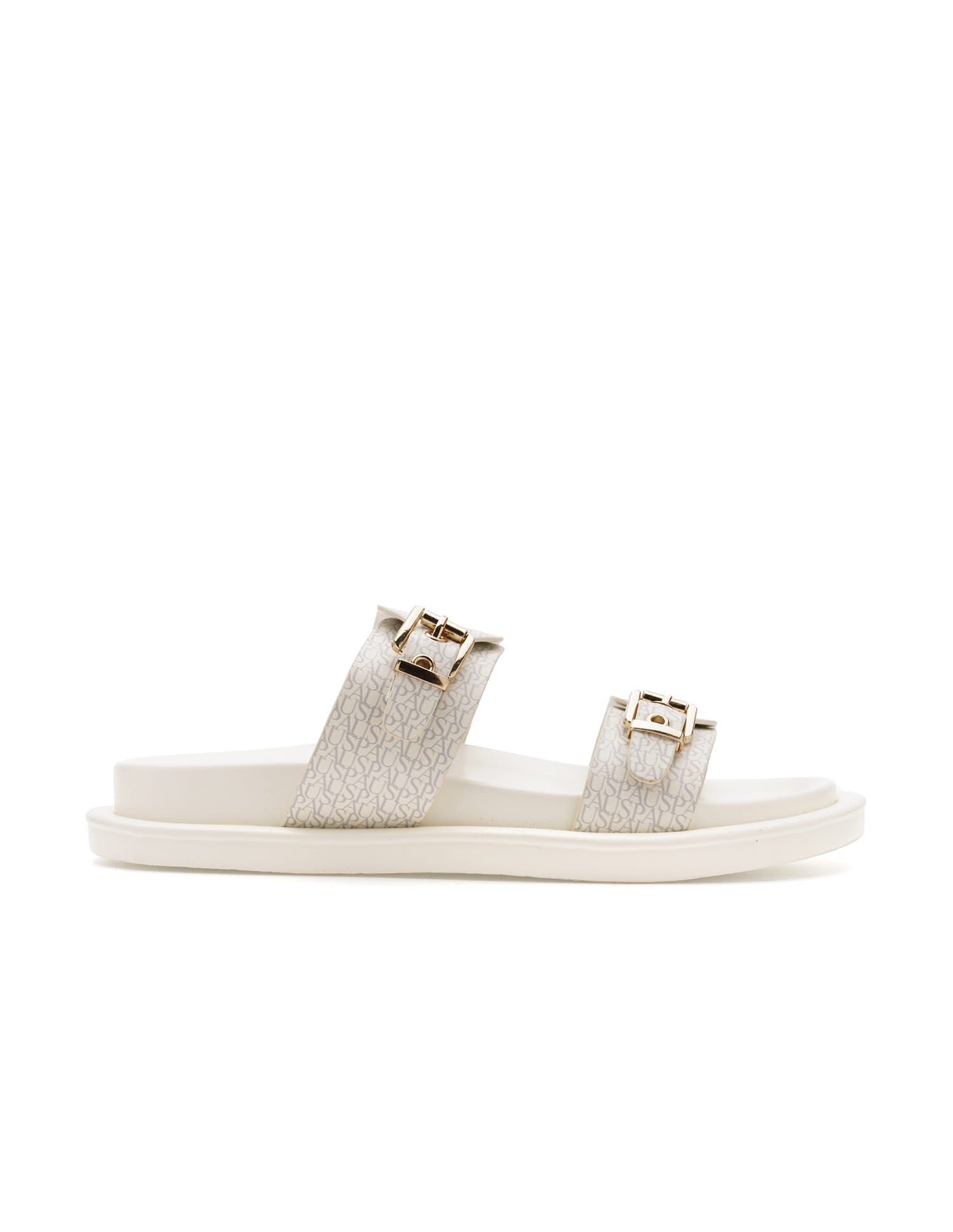 Maria Off White Monogram Print Footbed Flats White - U.S. Polo Assn. India | Large