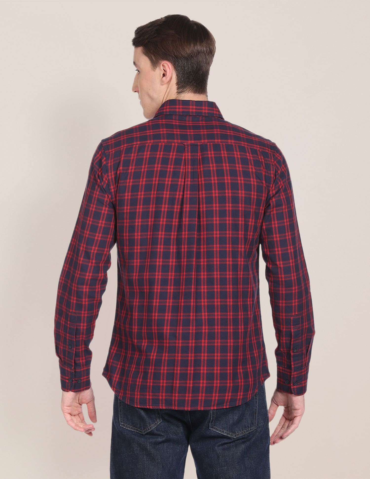 Tailored Fit Tartan Check Casual Shirt Navy - U.S. Polo Assn. India | Large