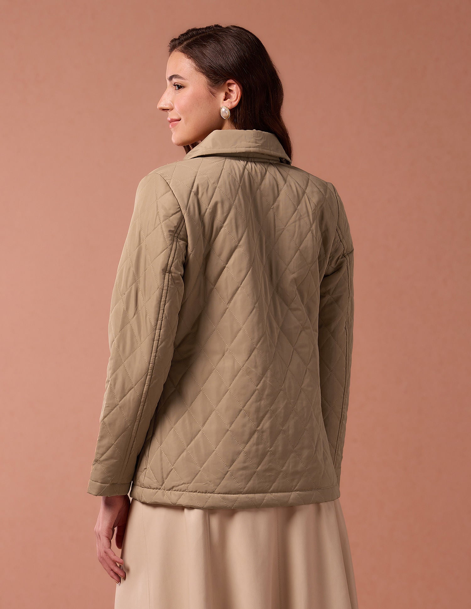 Hooded Solid Quilted Jacket Camel - U.S. POLO ASSN. | Large