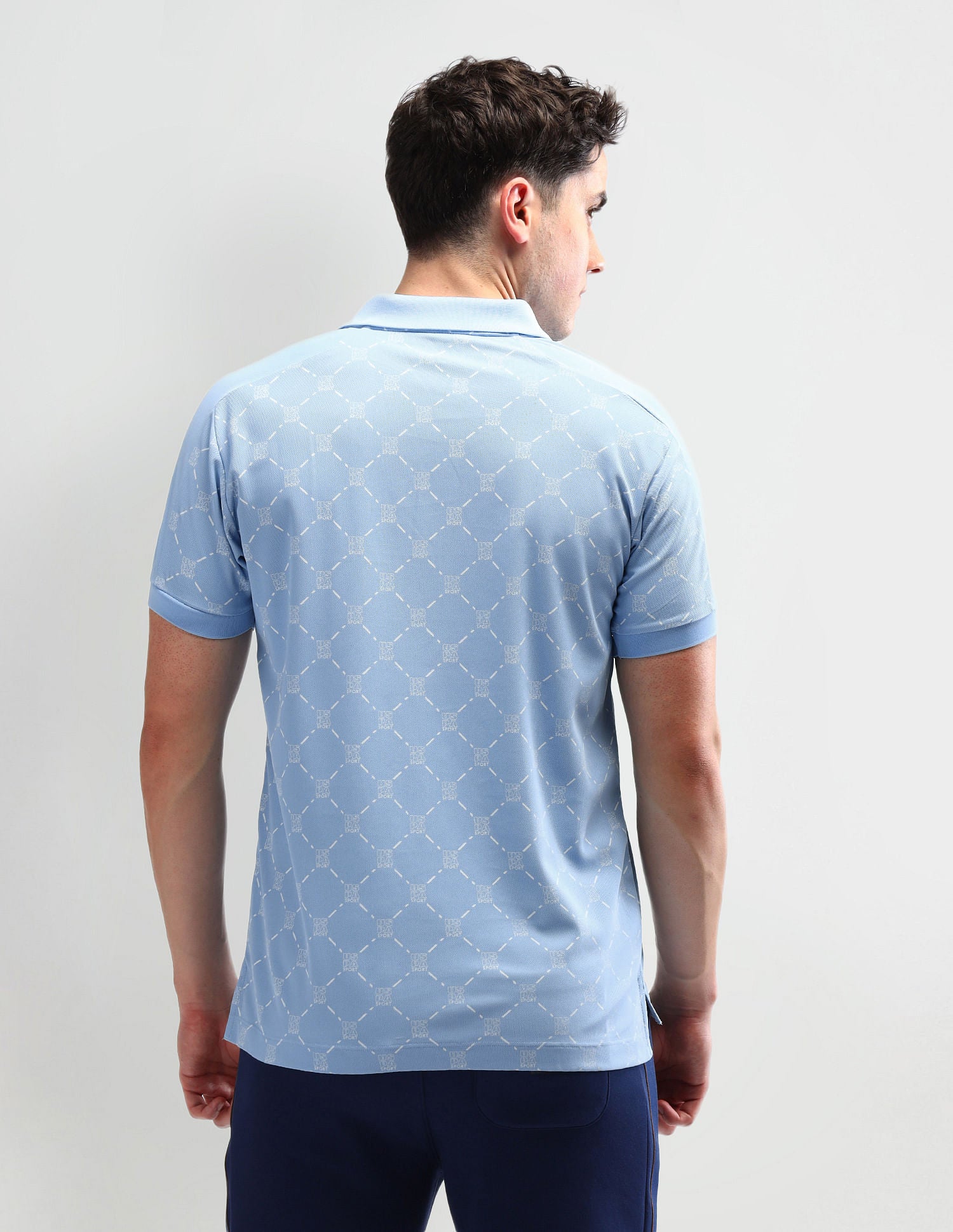 Slim Fit Printed Polo Shirt Light Blue - U.S. Polo Assn. India | Large