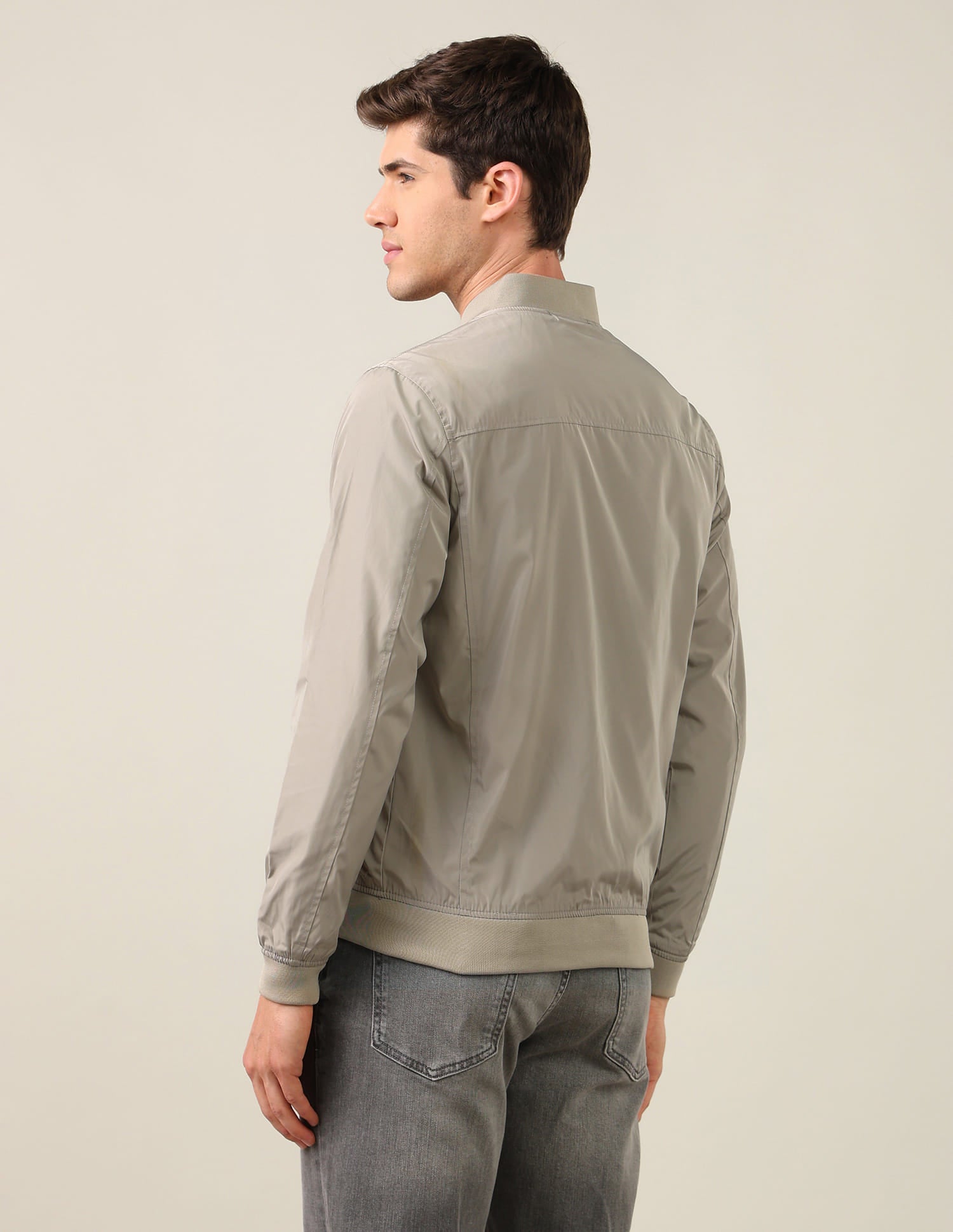 Solid Stand Collar Bomber Jacket Stone - U.S. Polo Assn. India | Large