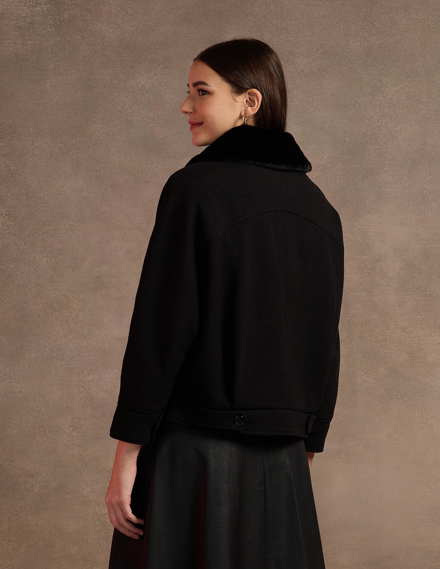 Fur Collar Kimono Jacket Black - U.S. POLO ASSN. | Large