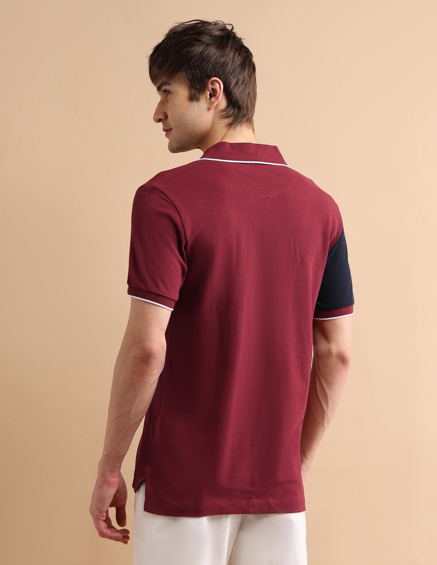 Colour Block Zipper Polo Shirt Maroon - U.S. POLO ASSN. | Large