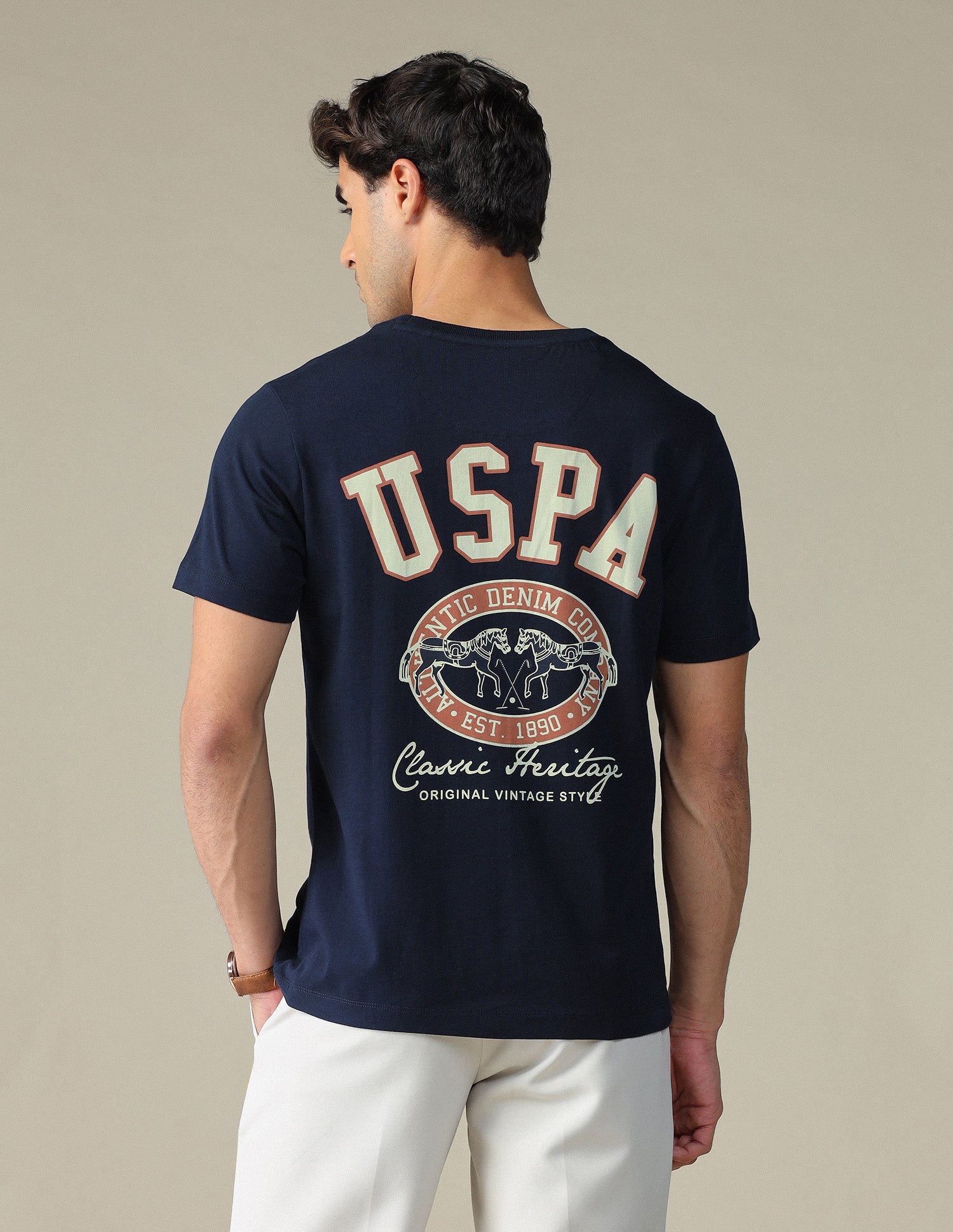 Brand Printed Muscle Fit T-Shirt Navy - U.S. POLO ASSN. | Large