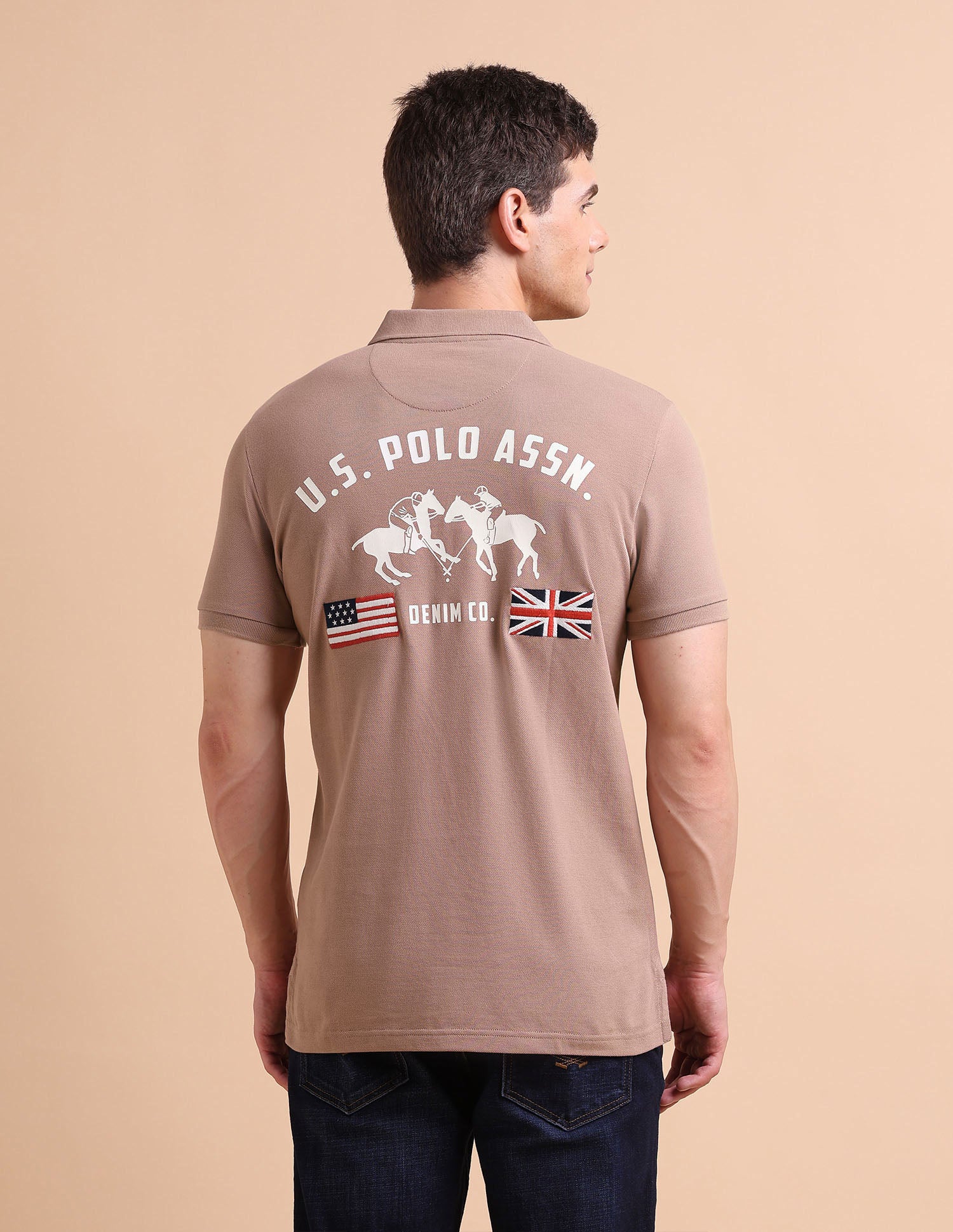 Brand Printed Muscle Fit Polo Shirt Pink - U.S. POLO ASSN. | Large