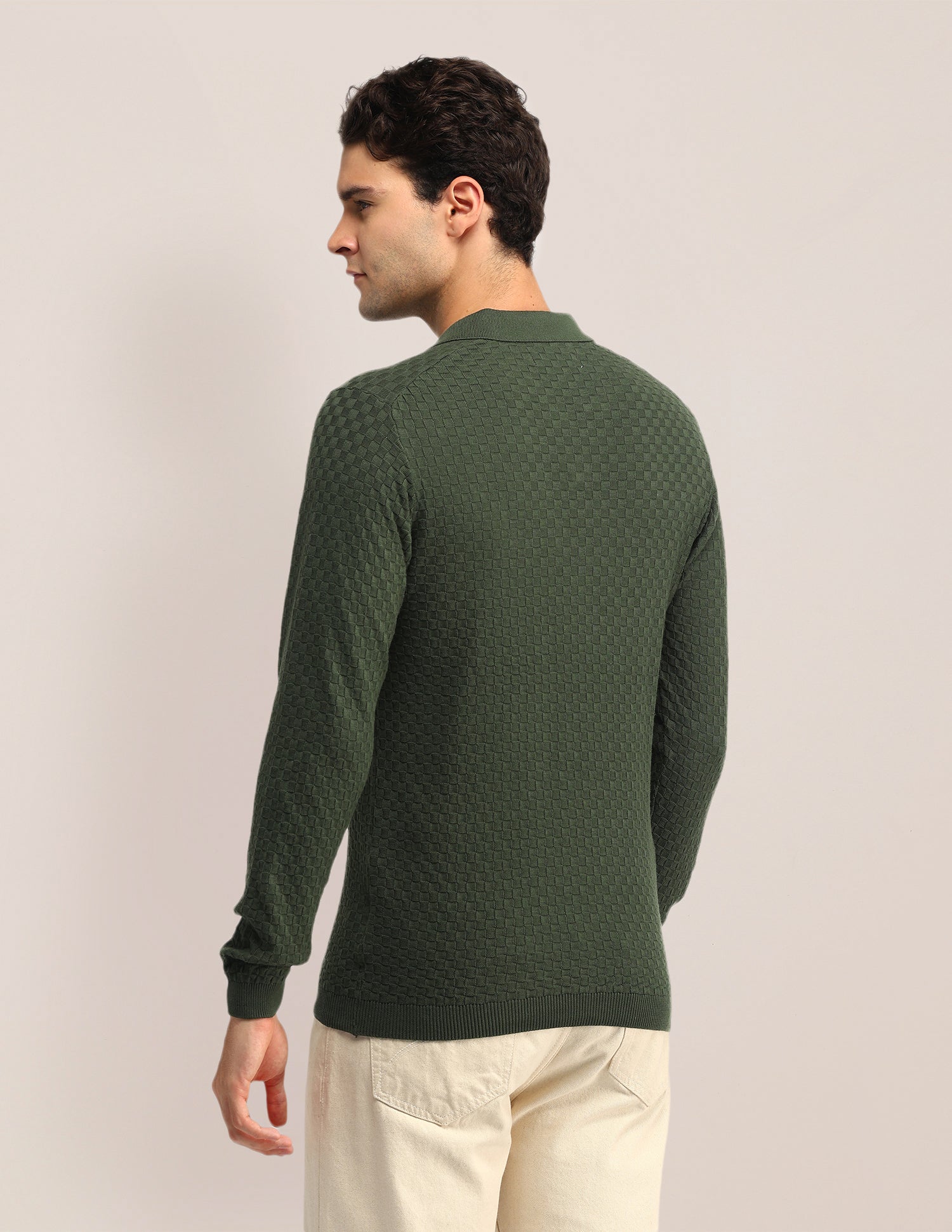 Textured Regular Fit Sweater Olive - U.S. Polo Assn. India | Large