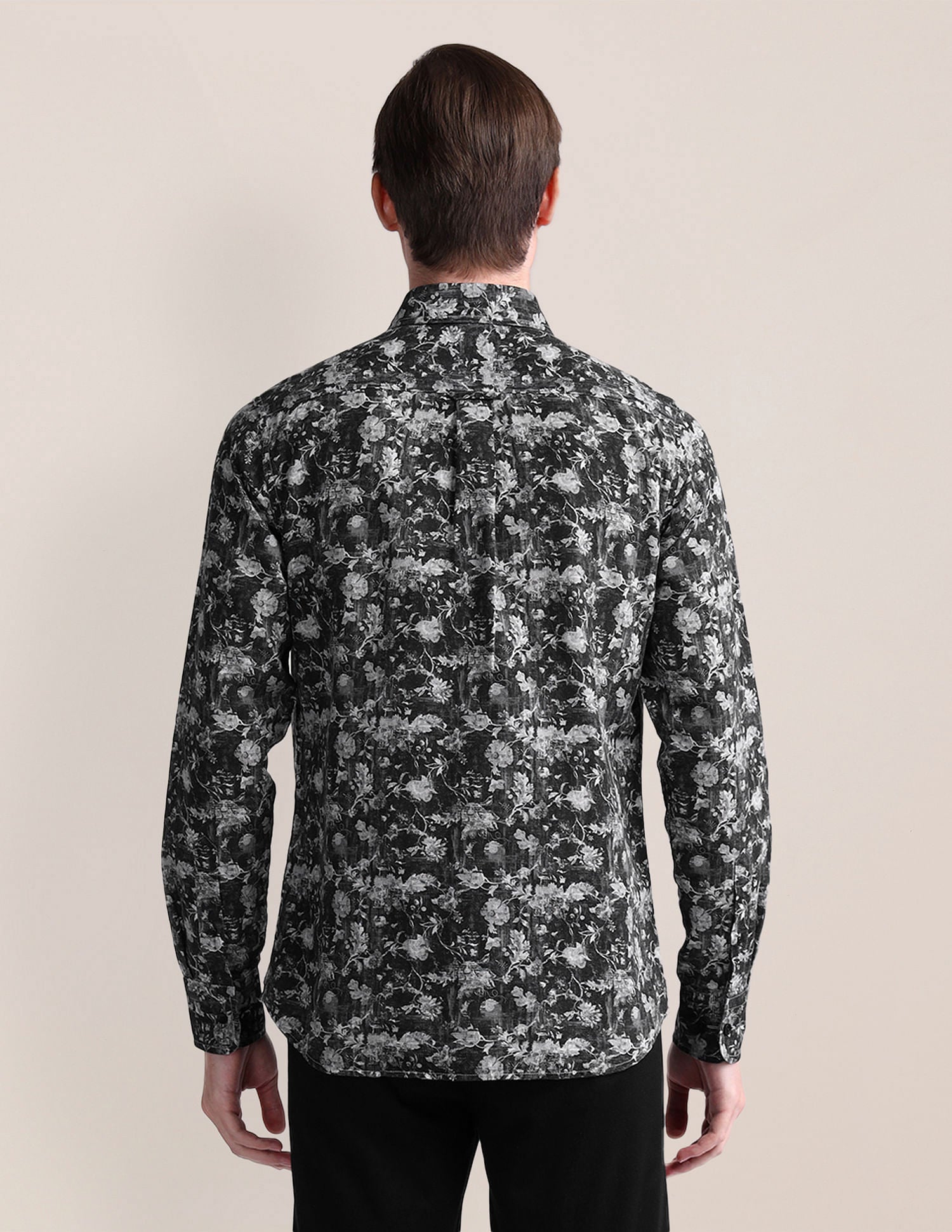 Tailored Fit Floral Shirt Charcoal-Grey - U.S. Polo Assn. India | Large