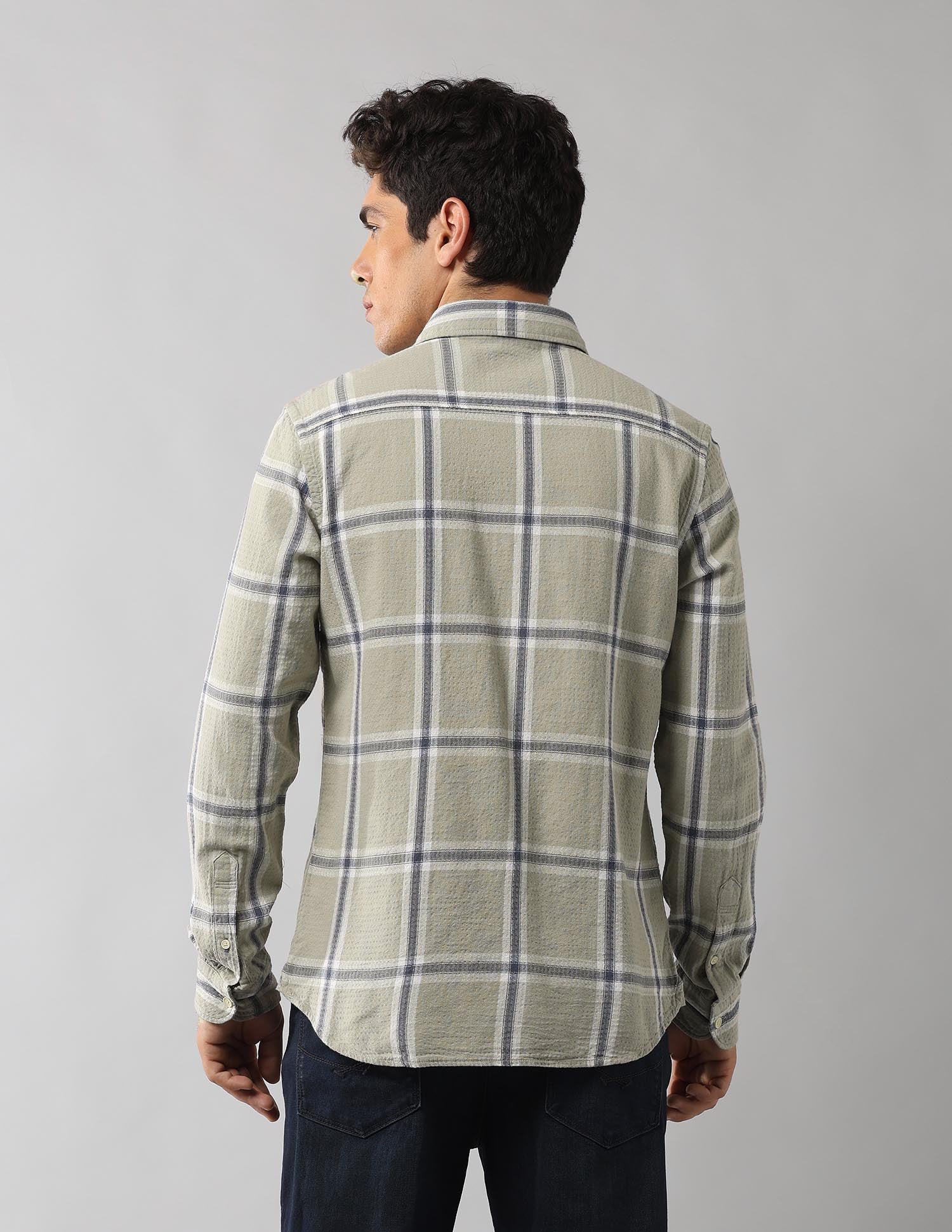 Grid Tattersall Checked Regular Fit Shirt Olive - U.S. Polo Assn. India | Large