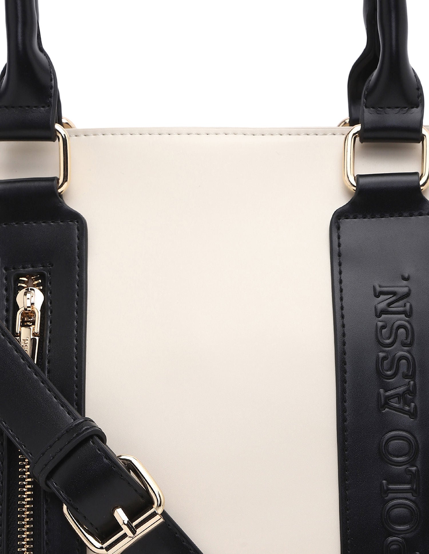 Women April Colour Blocked Satchel Bag Beige - U.S. POLO ASSN. | Large