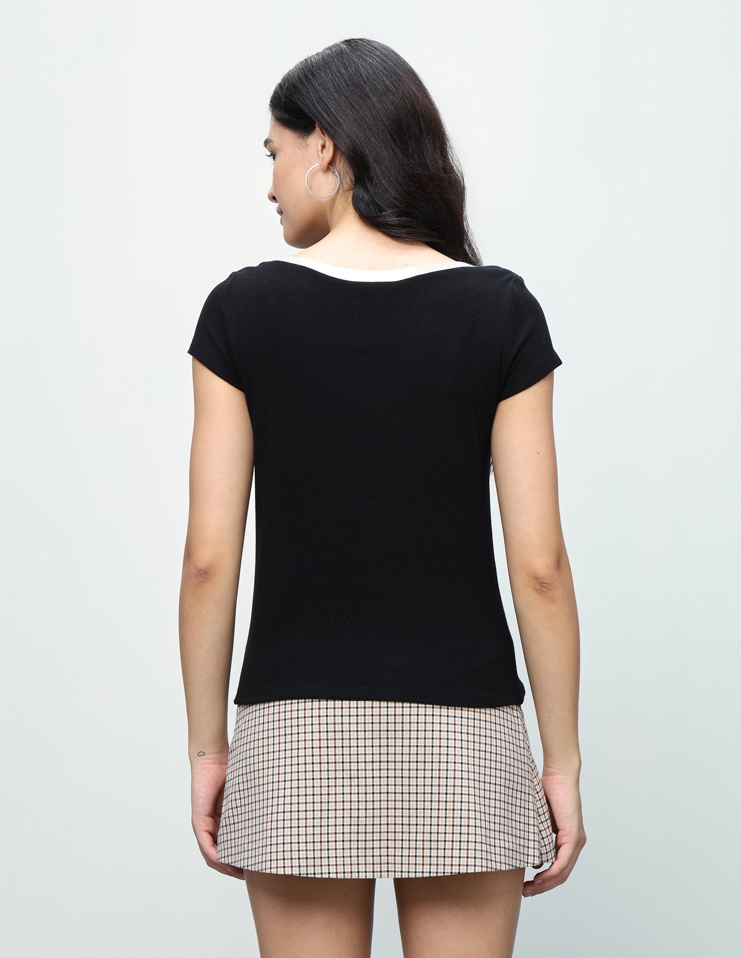 Fitted Boat Neck T-Shirt Black - U.S. Polo Assn. India | Large