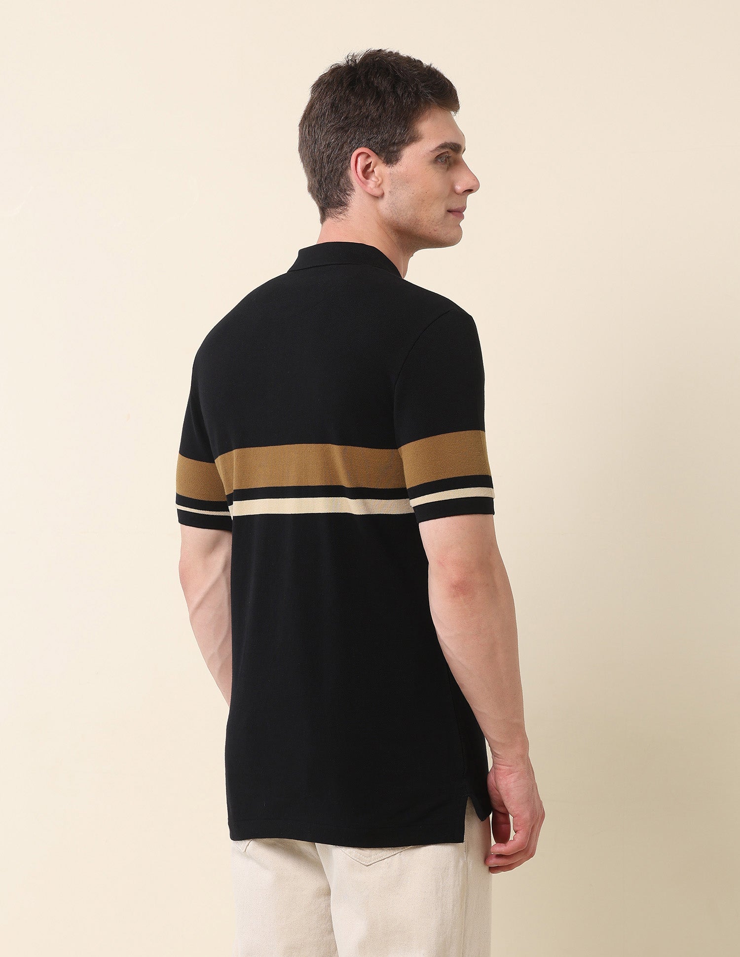 Horizontal Striped Modern Monochrome Polo Shirt Black - U.S. Polo Assn. India | Large