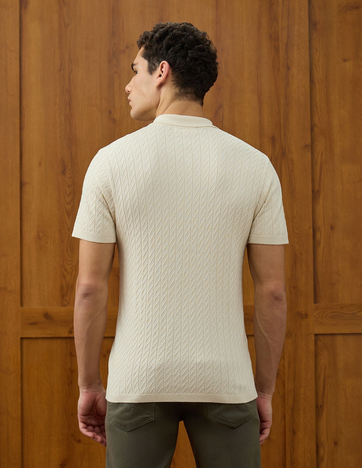 Patterned Knit Equestrian Aisle Theater Polo Shirt Beige - U.S. POLO ASSN. | Large