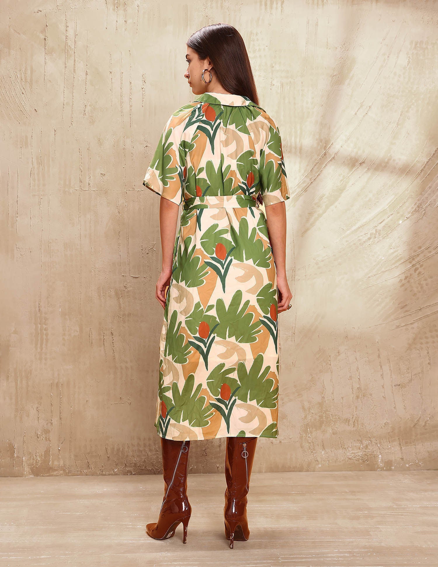Tropical Printed Midi Shirt Dress Multi-colour - U.S. Polo Assn. India | Large