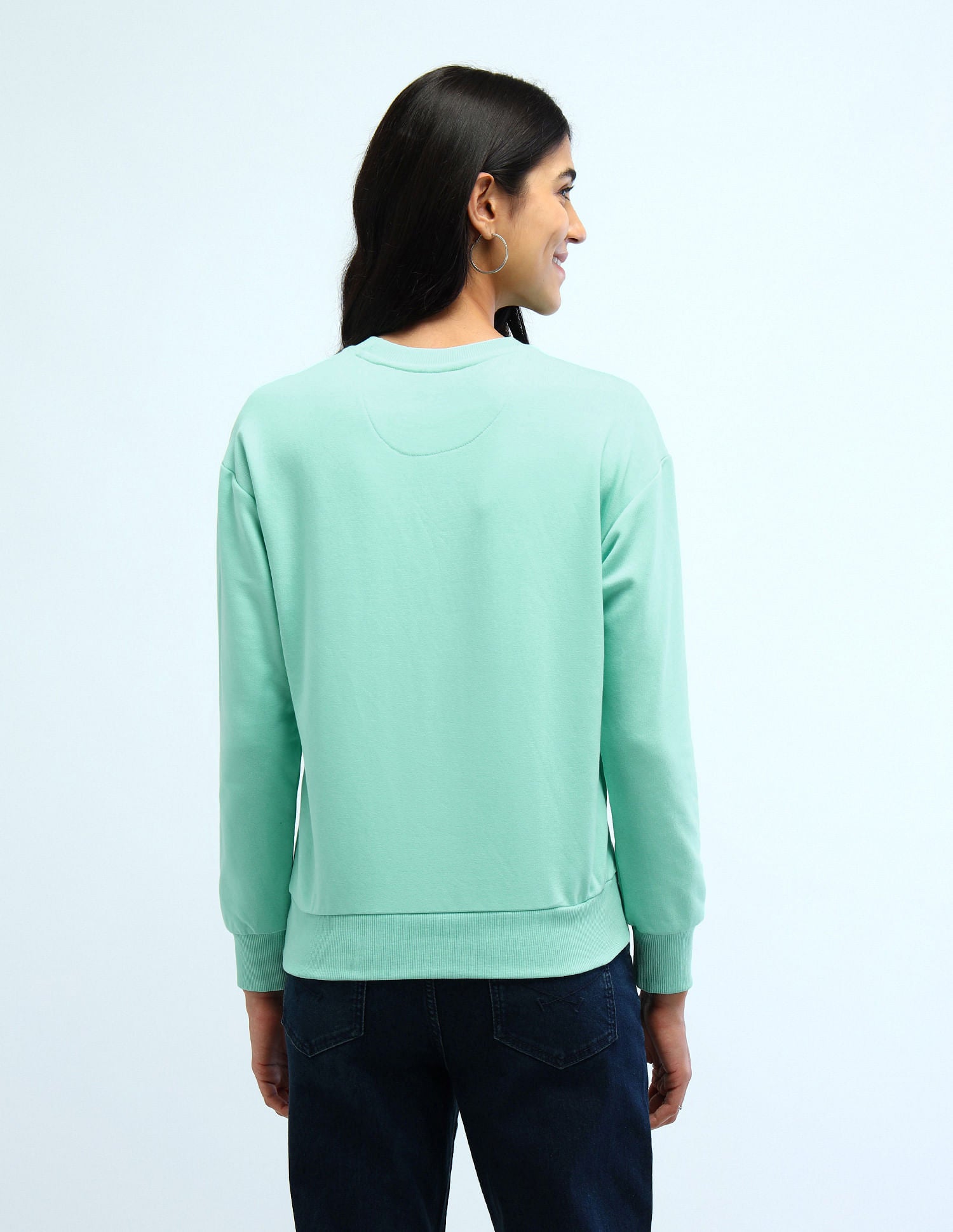 Drop Shoulder Satin Sticker Sweatshirt Mint - U.S. Polo Assn. India | Large