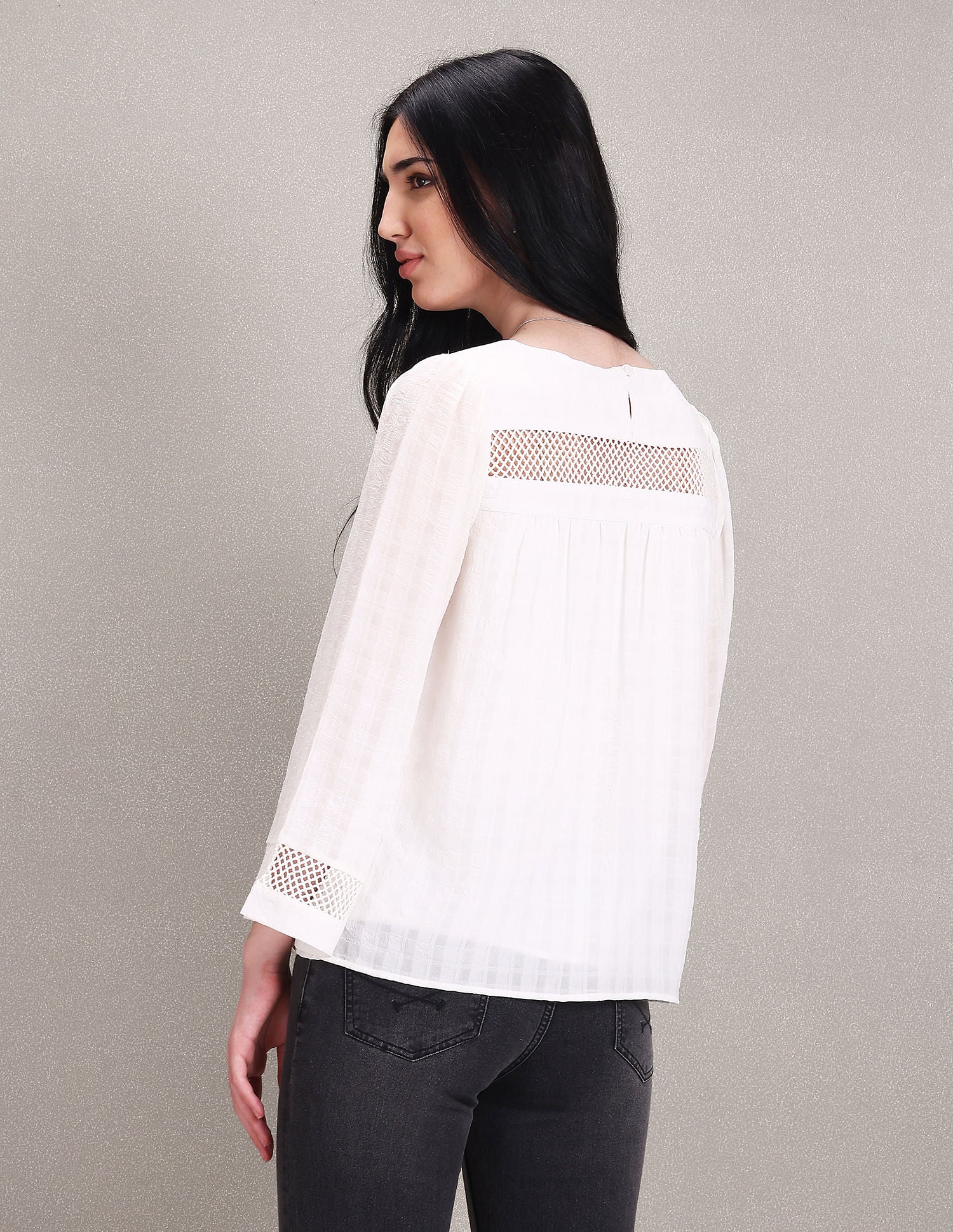 Lace Detail Bell Sleeve Top White - U.S. Polo Assn. India | Large