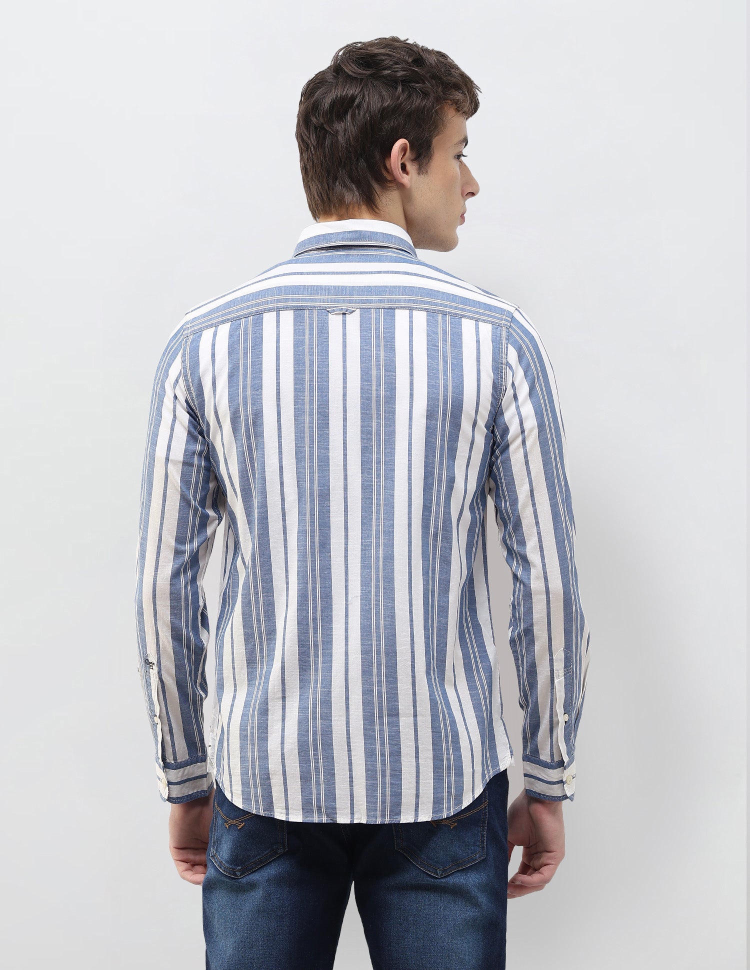 Vertical Striped Regular Fit Shirt Blue - U.S. Polo Assn. India | Large