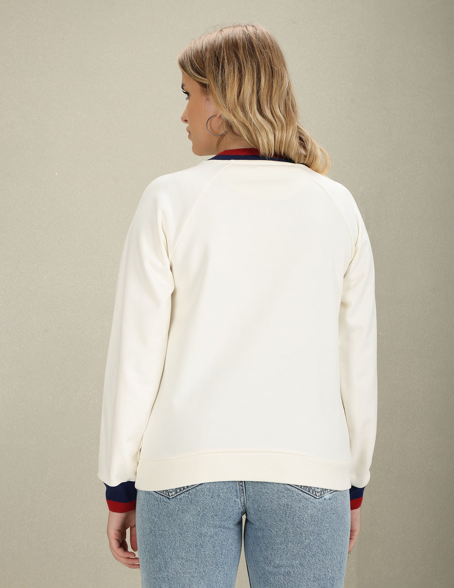 Raglan Sleeve Embroidered Logo Sweatshirt Off White - U.S. POLO ASSN. | Large