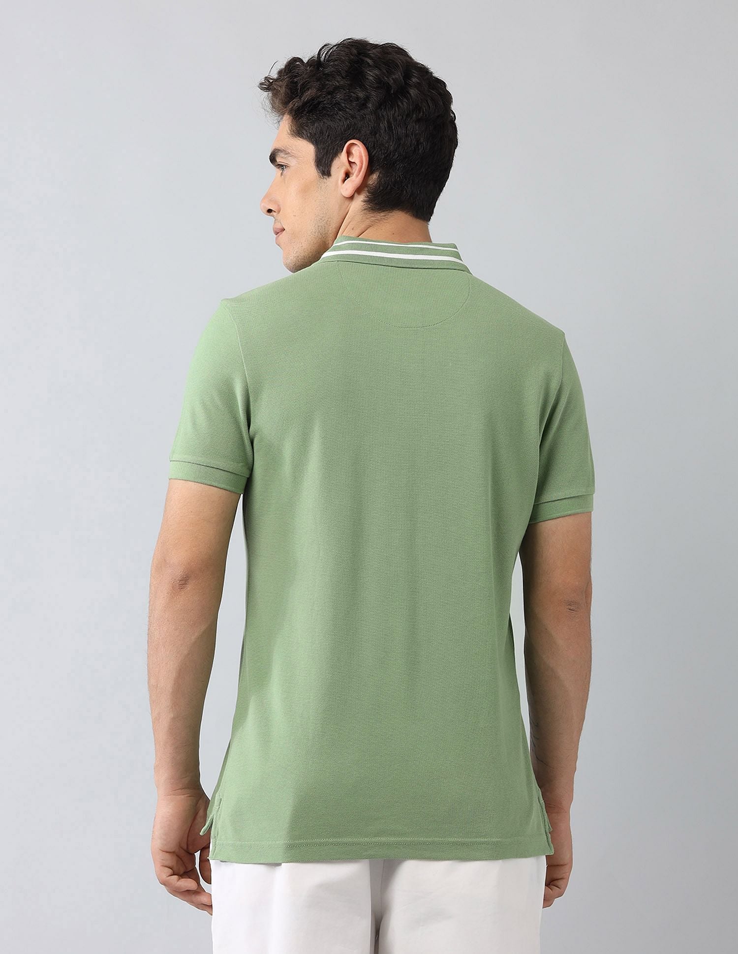 Muscle Fit Brand Printed Polo Shirt Green - U.S. Polo Assn. India | Large
