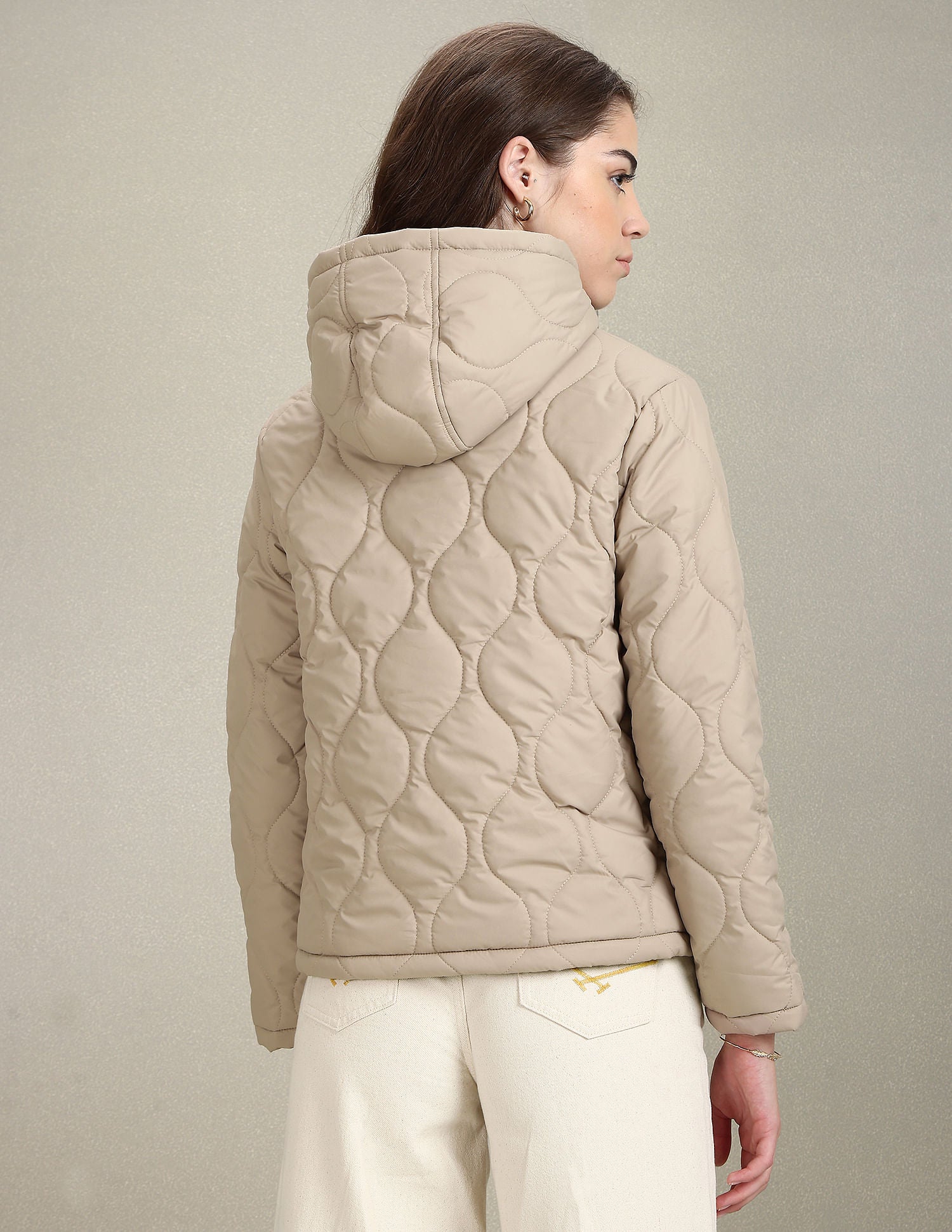 Solid Hooded Puffer Jacket Camel - U.S. Polo Assn. India | Large
