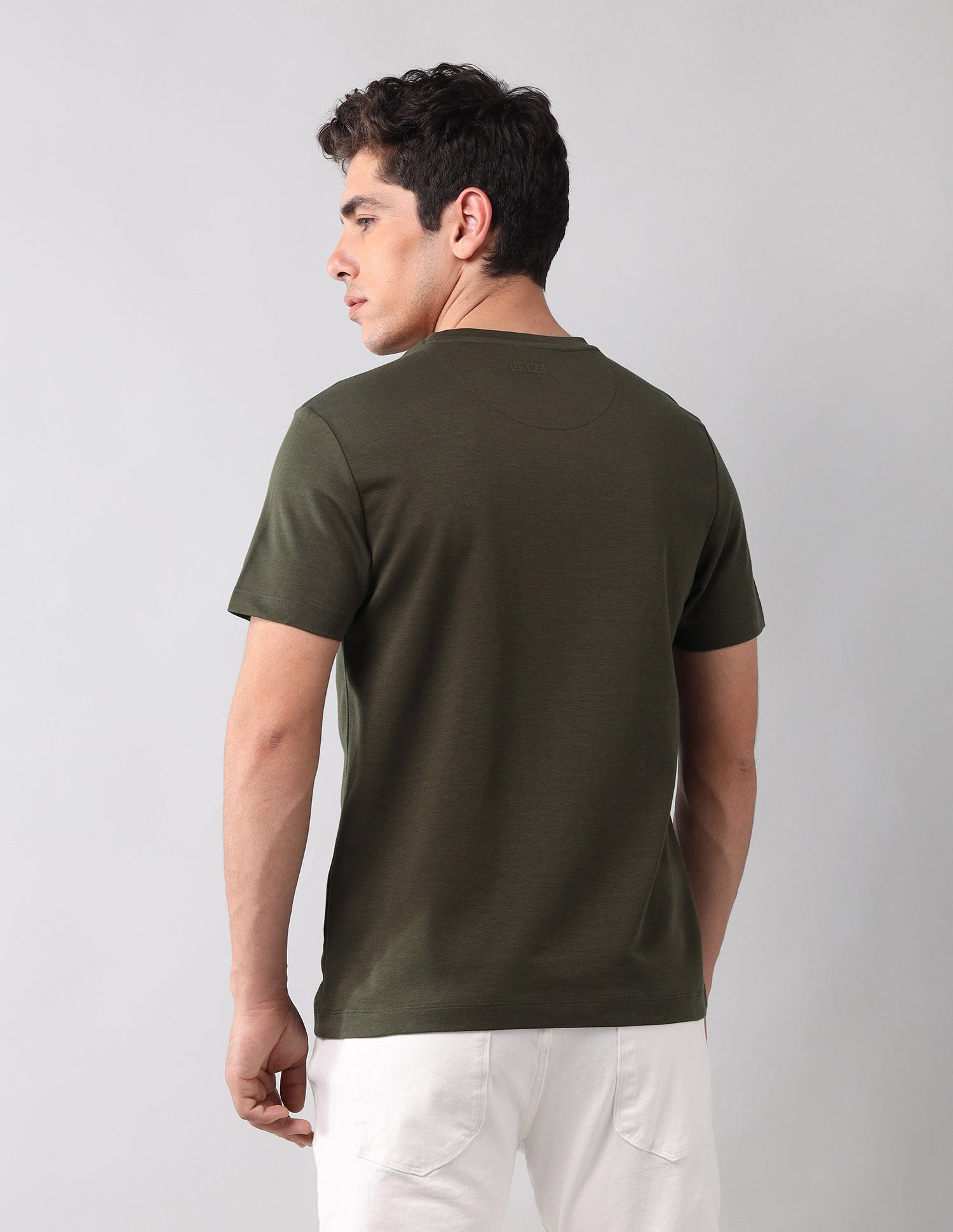 Brand Appliqued Black Label T-Shirt Olive - U.S. Polo Assn. India | Large