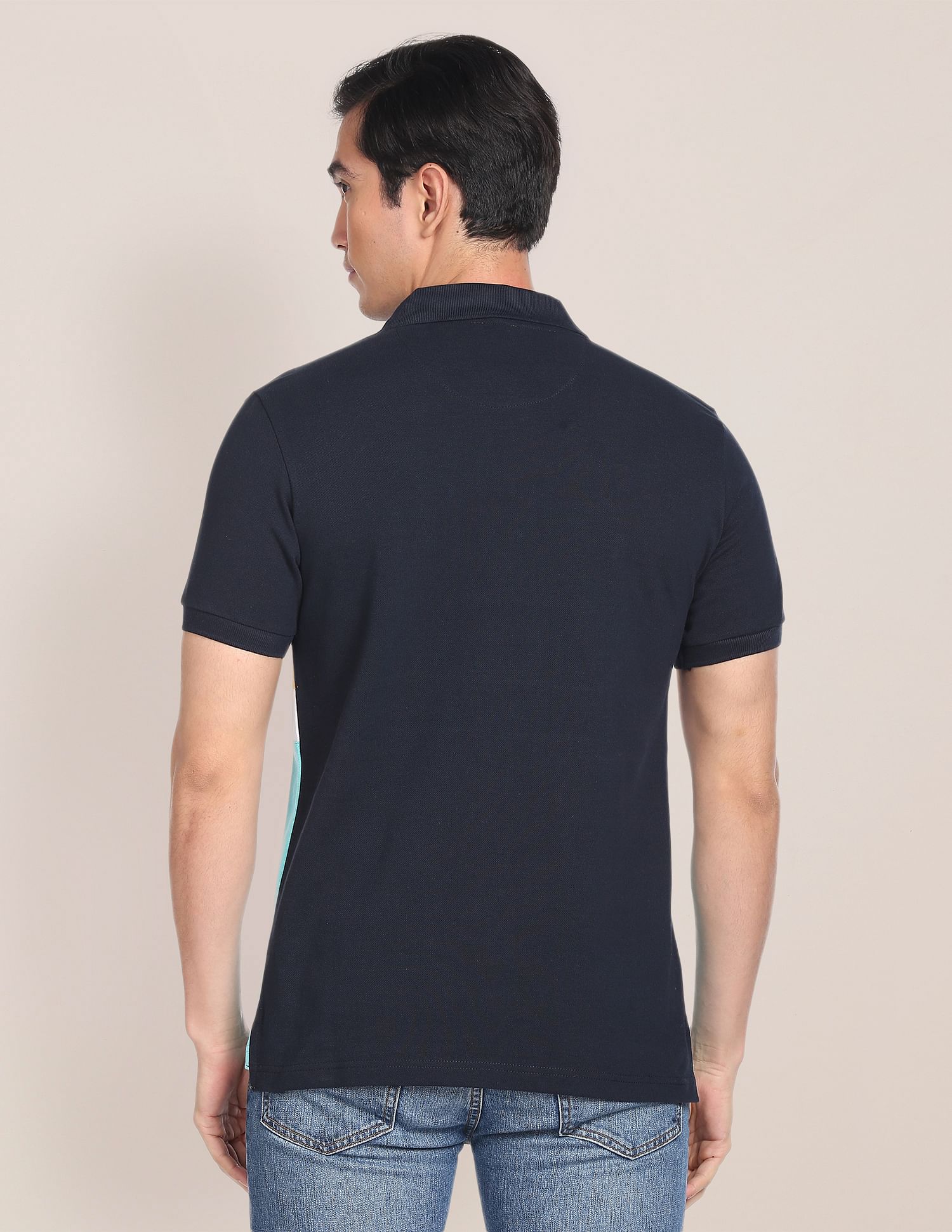 Colour Block Cotton Polo Shirt Navy - U.S. POLO ASSN. | Large