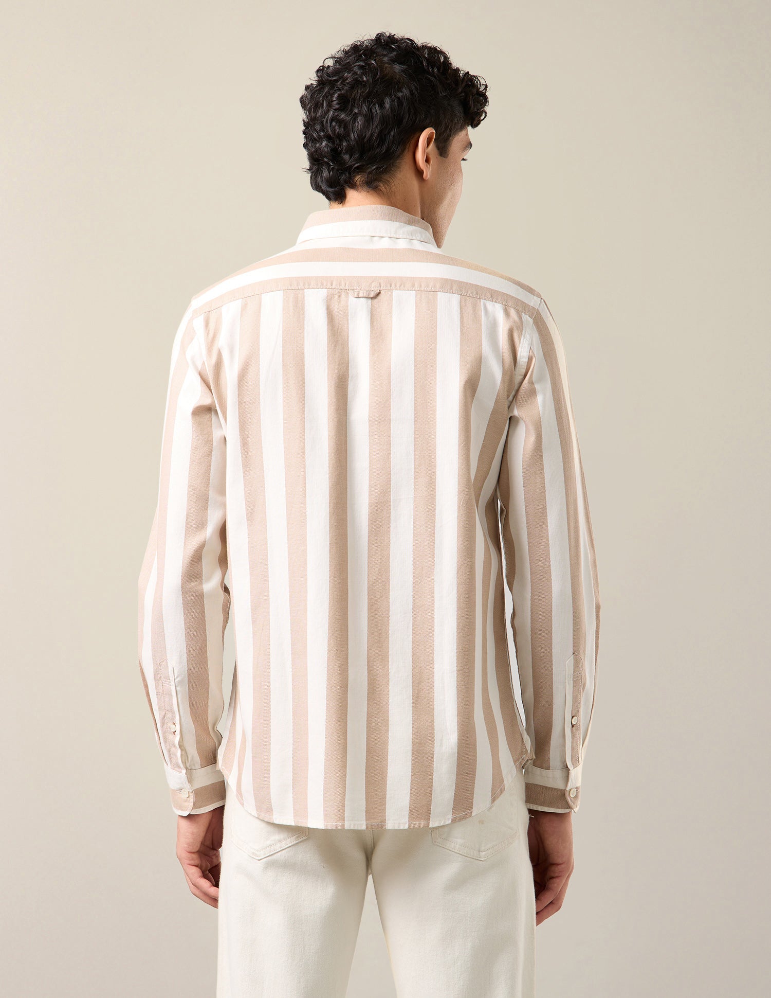 Vertical Striped Regular Fit Shirt Khaki - U.S. Polo Assn. India | Large