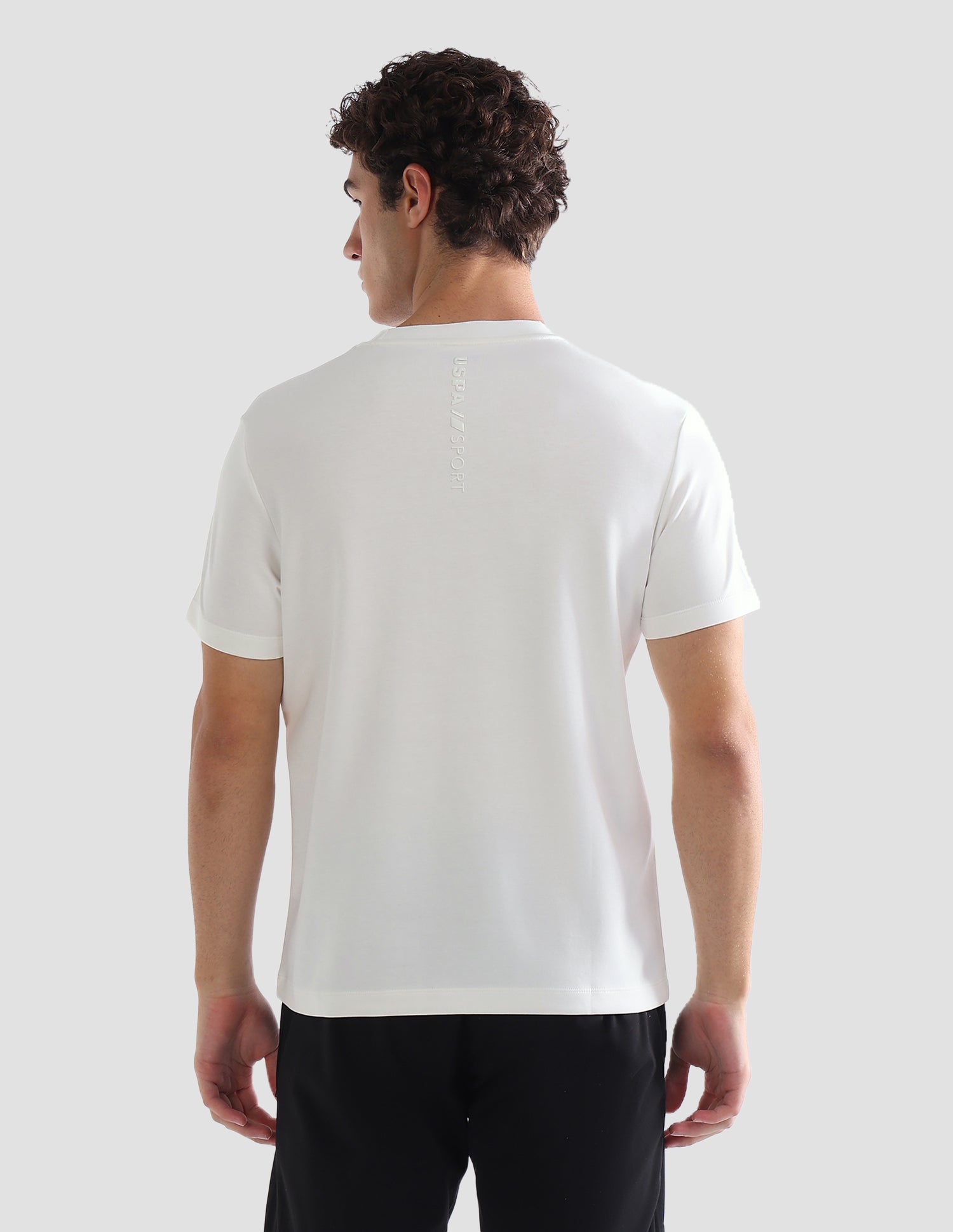 Brand Printed Slim Fit Active T-Shirt Off White - U.S. Polo Assn. India | Large