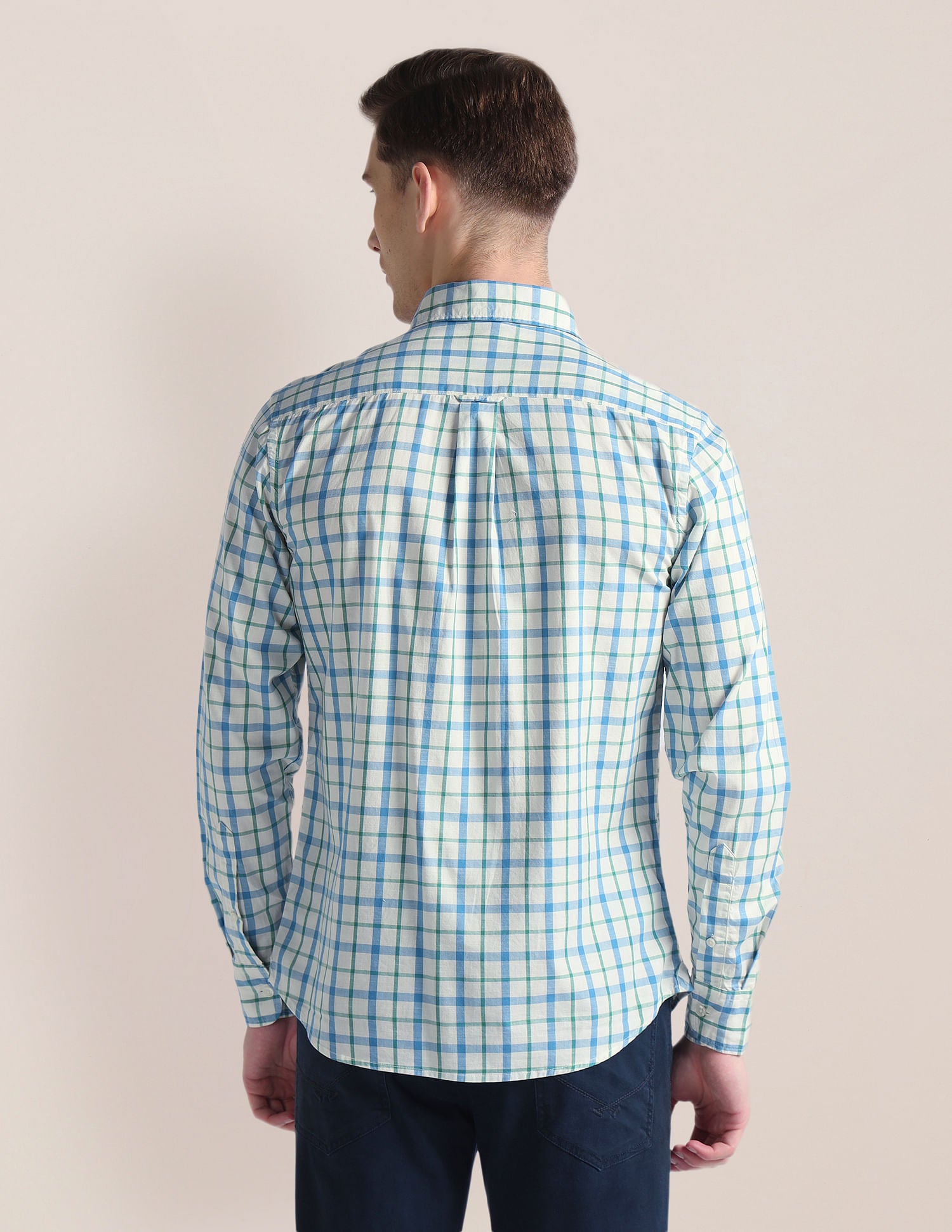 Tartan Check Tailored Fit Shirt White and Green - U.S. Polo Assn. India | Large