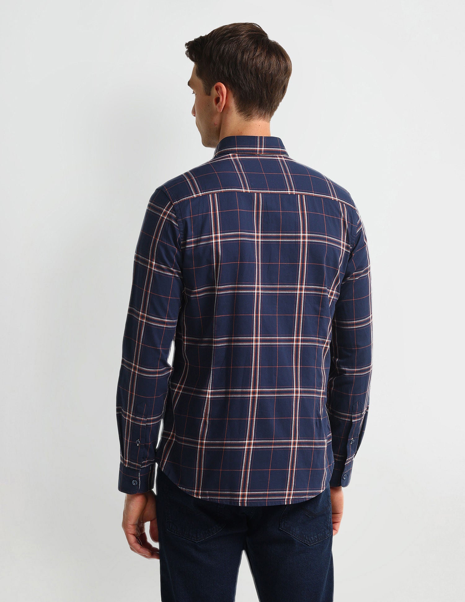 Slim Fit Grid Tattersall Checked Shirt Navy - U.S. Polo Assn. India | Large
