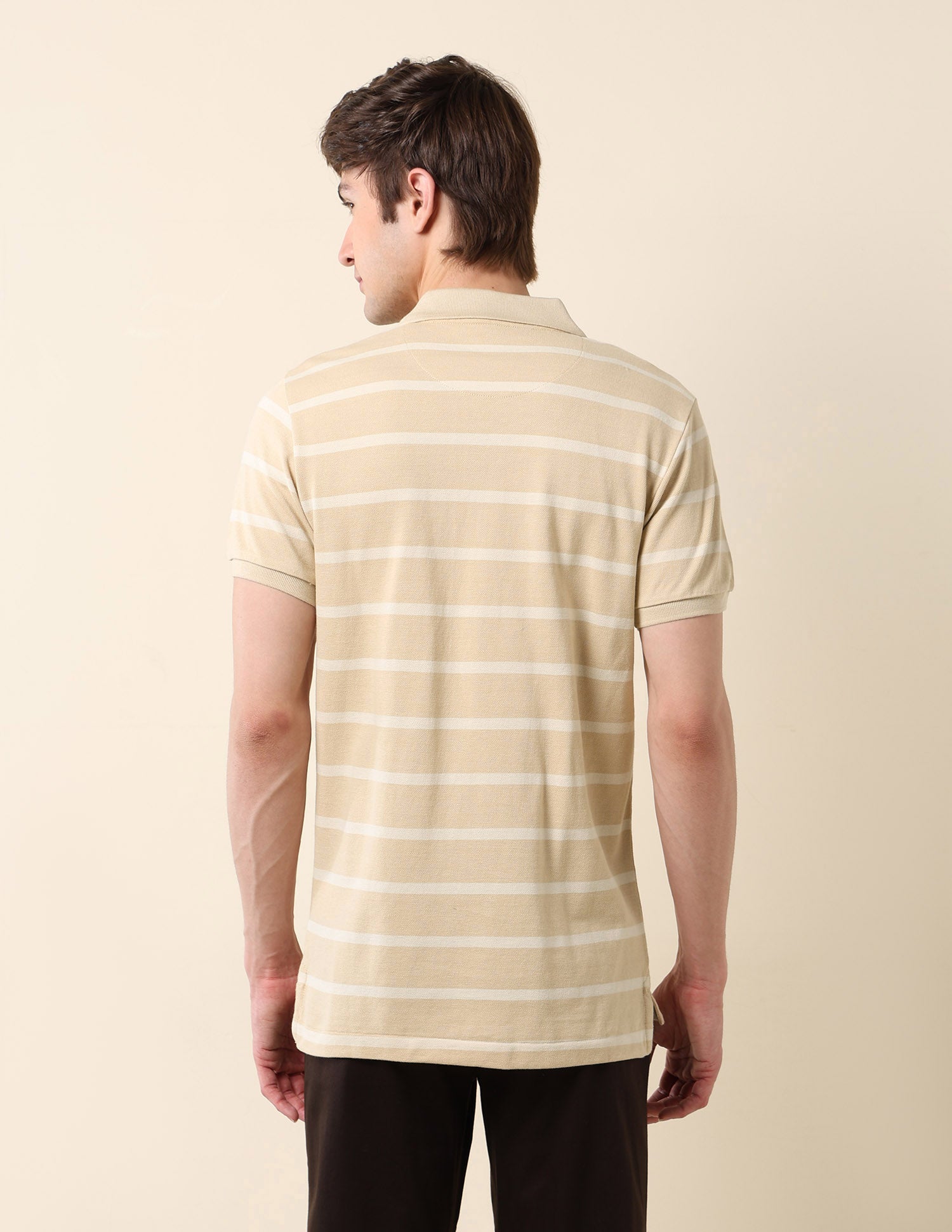 Horizontal Striped Classic Polo Shirt Beige - U.S. POLO ASSN. | Large